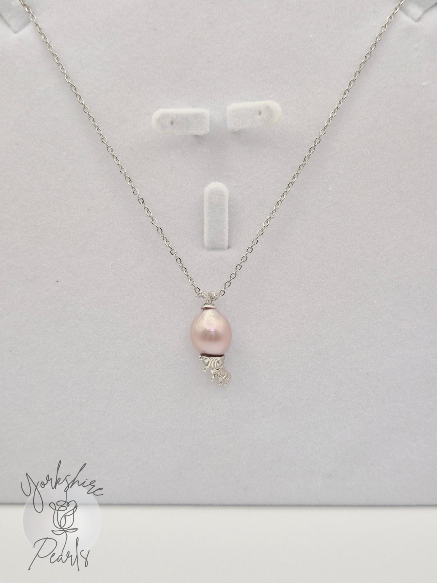 Sterling Silver Baroque Pearl Caterpillar Pendant