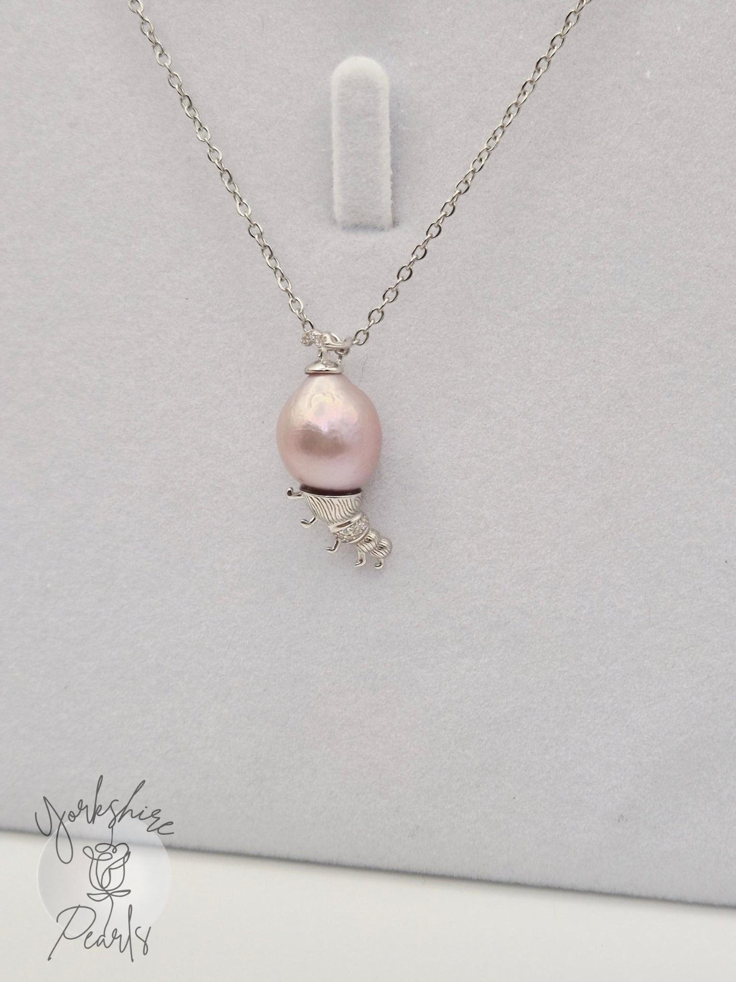 Sterling Silver Baroque Pearl Caterpillar Pendant