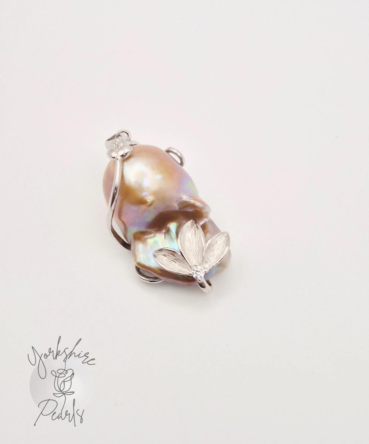 King Pearl Flower Wrap Pendant - Sterling Silver