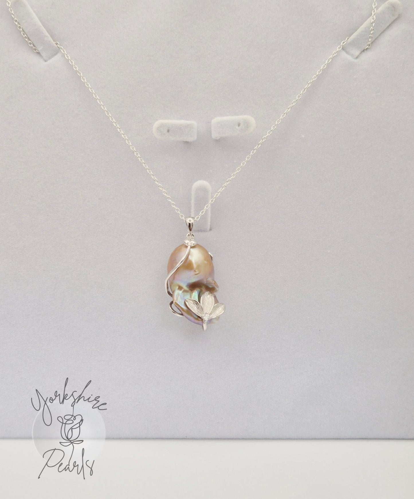 King Pearl Flower Wrap Pendant - Sterling Silver