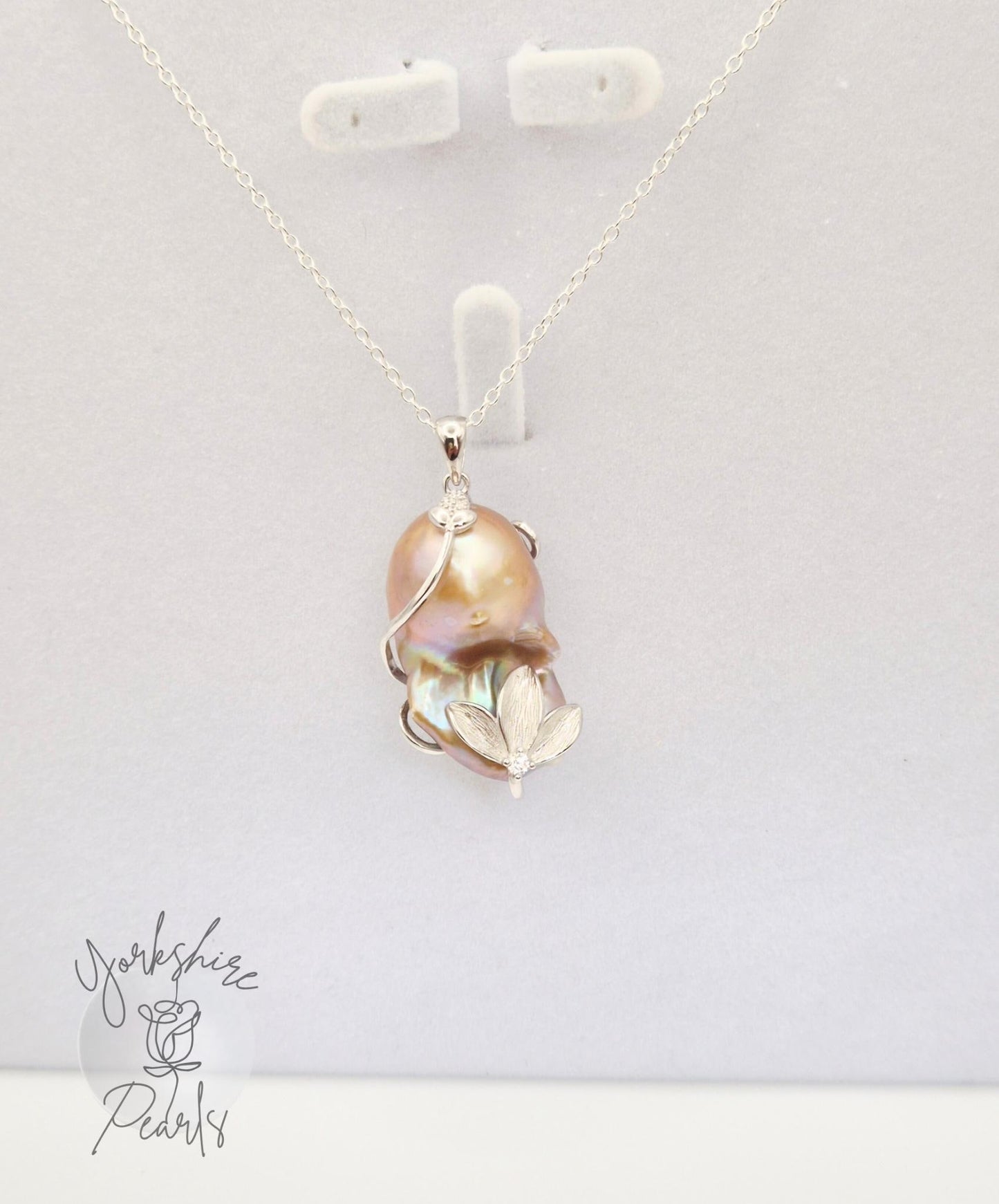 King Pearl Flower Wrap Pendant - Sterling Silver