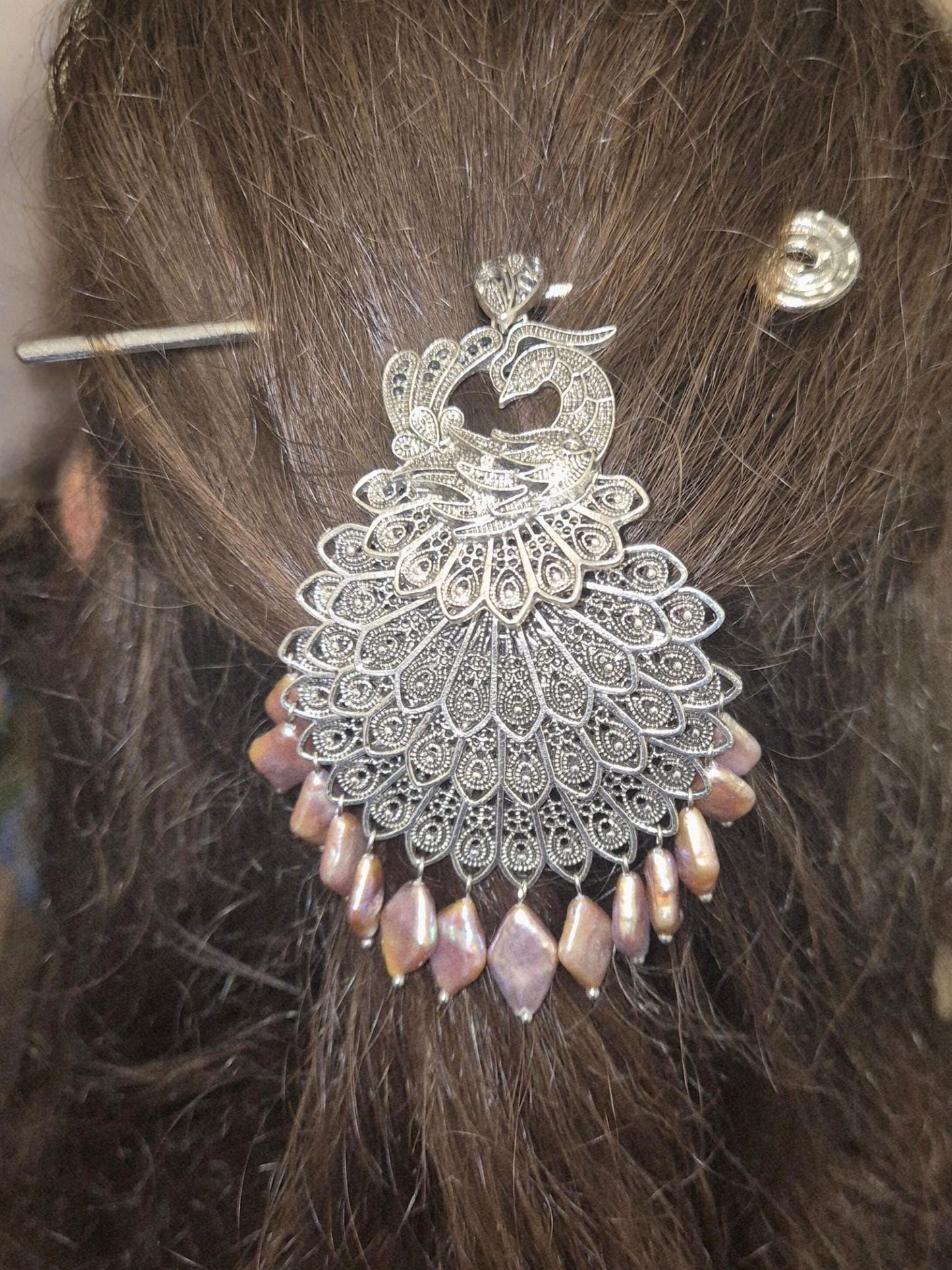 The Peacock Pearl Hair Pin
