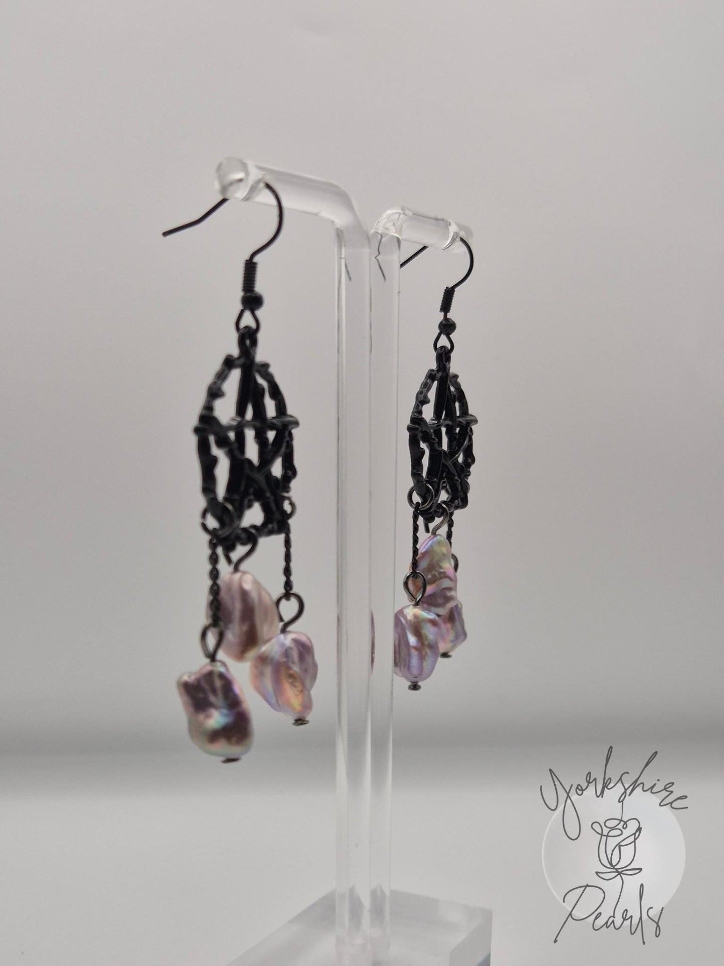 XL Keshi Pearl Pentagram Earrings