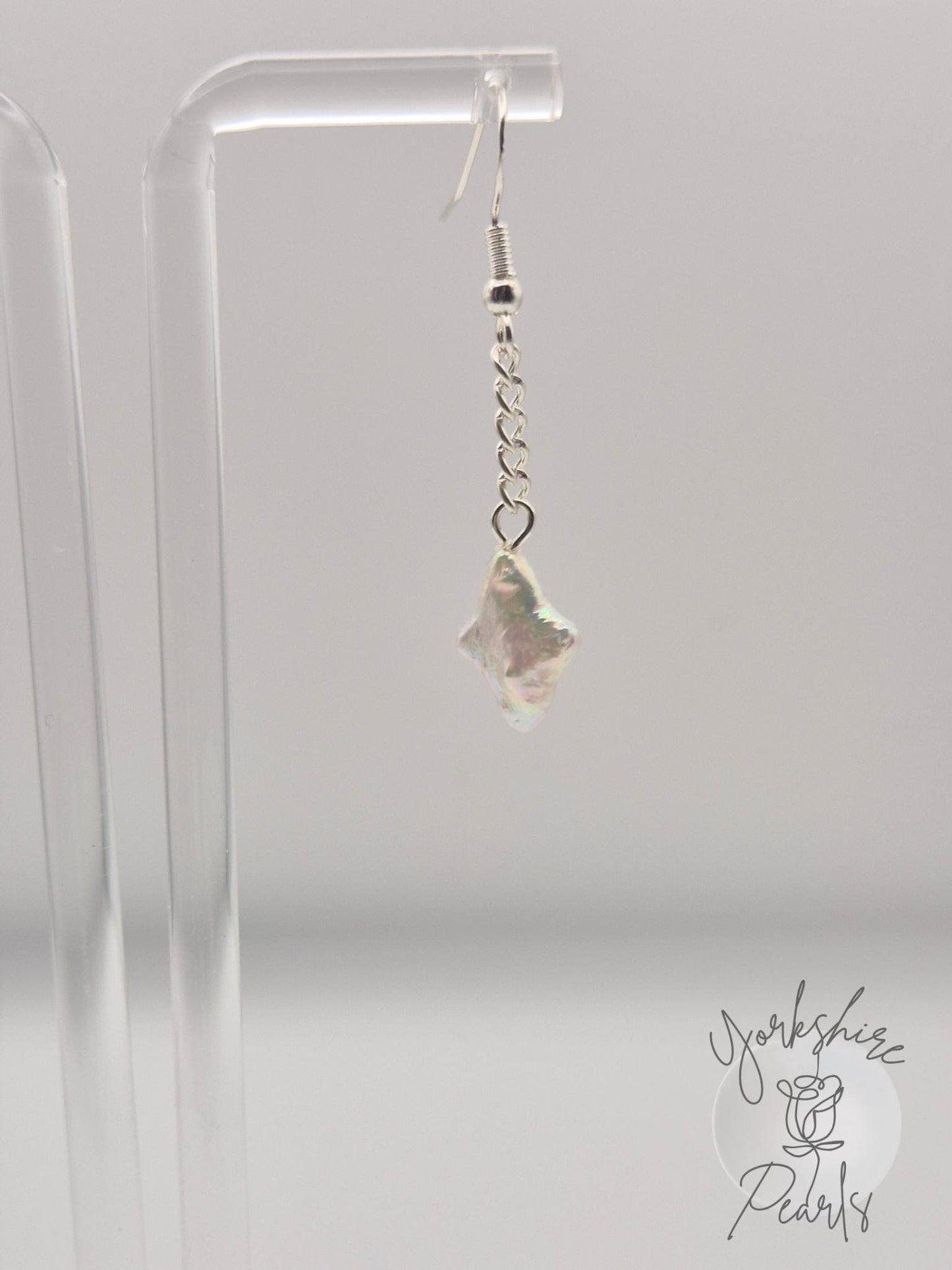 North Star Pearl Drop Sterling Silver Earrings