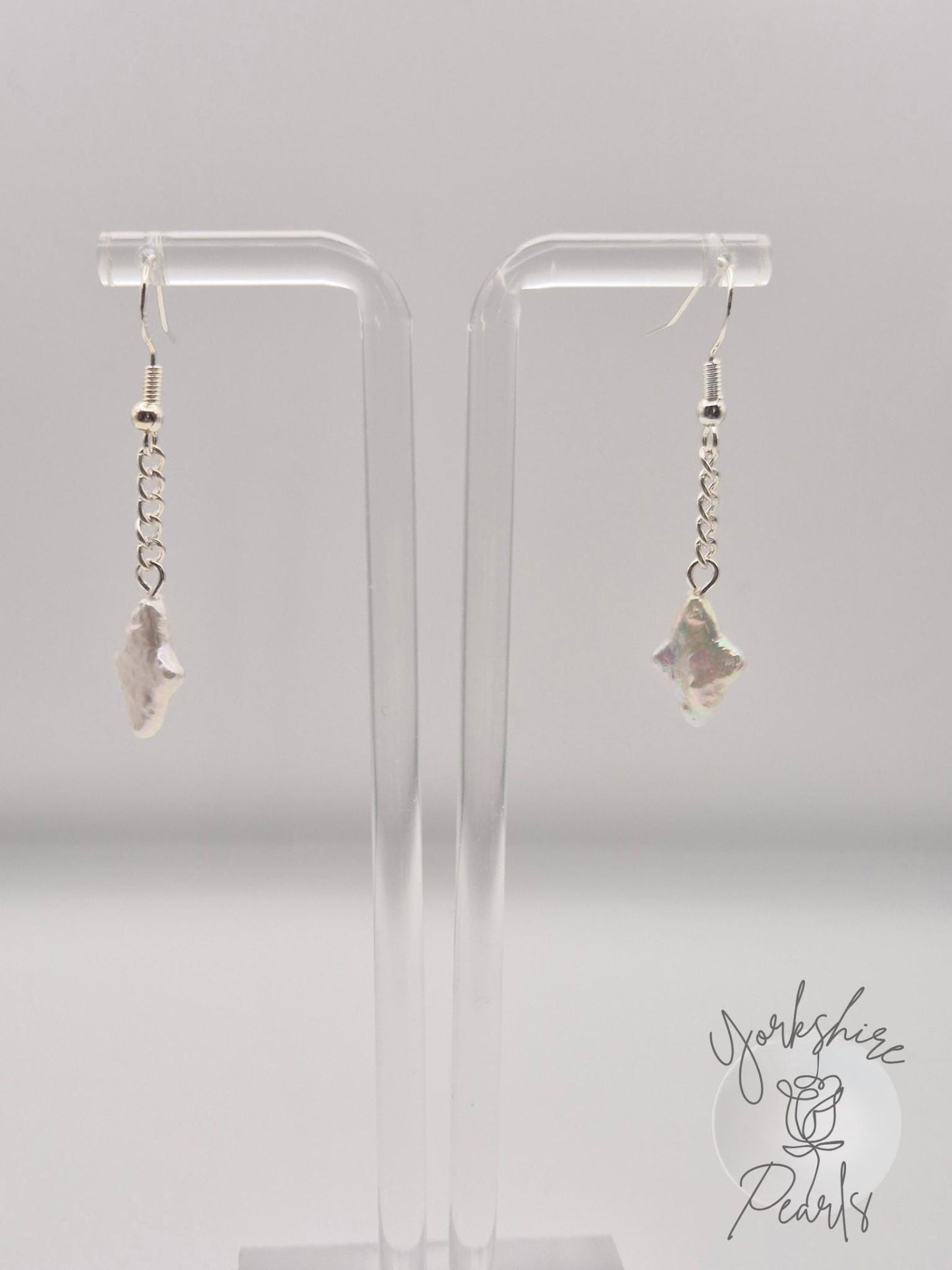 North Star Pearl Drop Sterling Silver Earrings