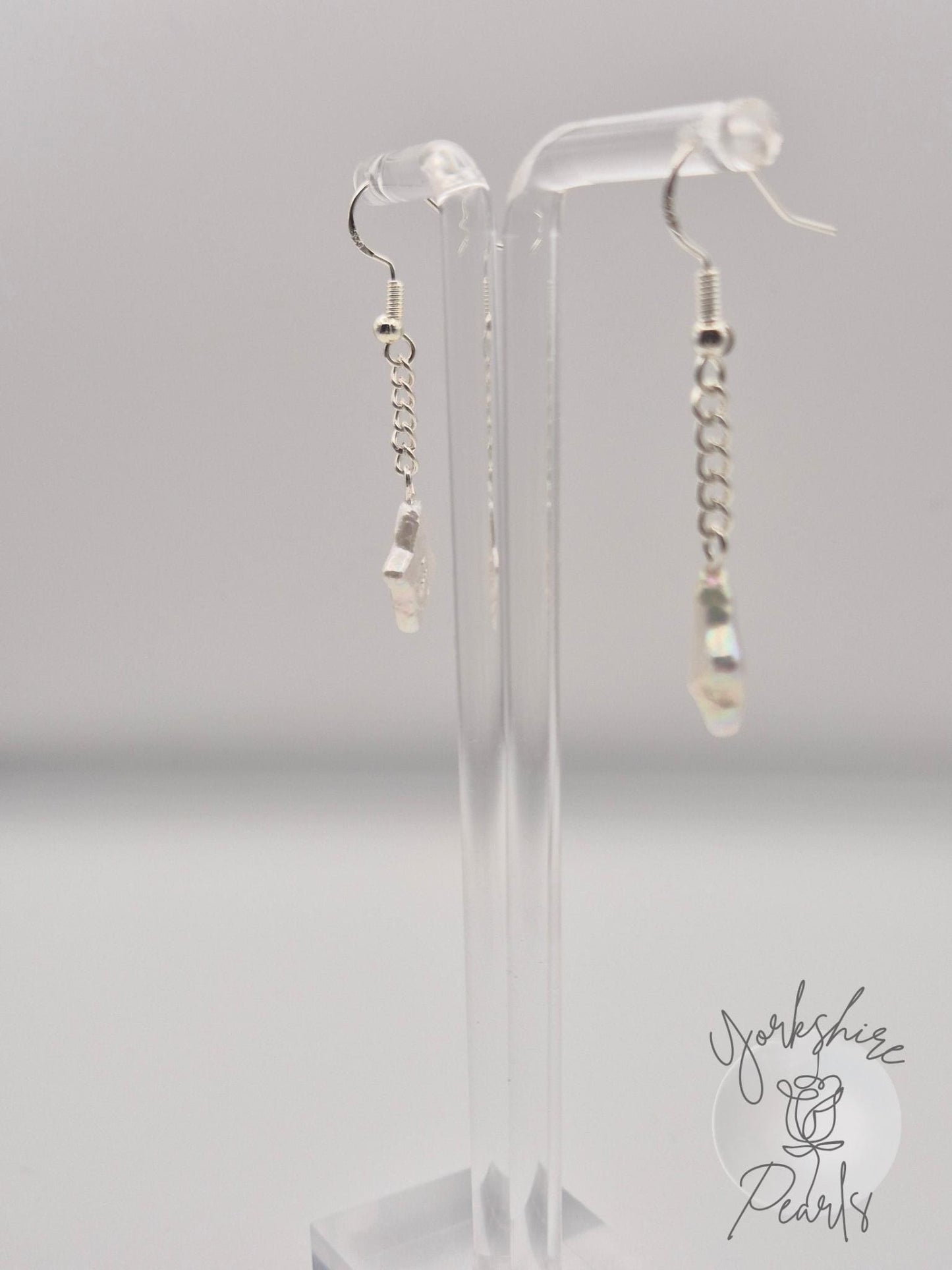 North Star Pearl Drop Sterling Silver Earrings