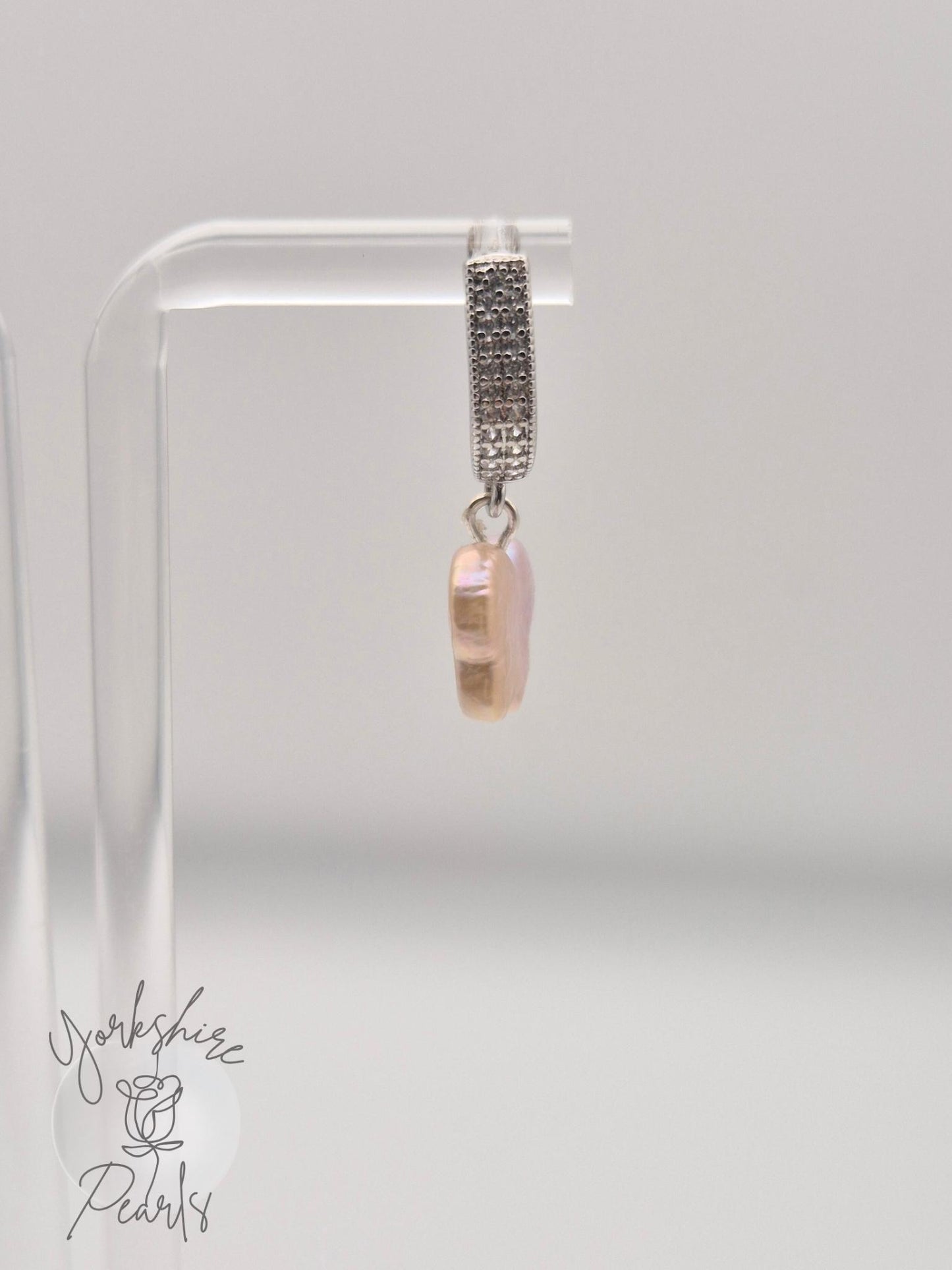 Butterfly Shaped Pearl Petite Hoop Earrings