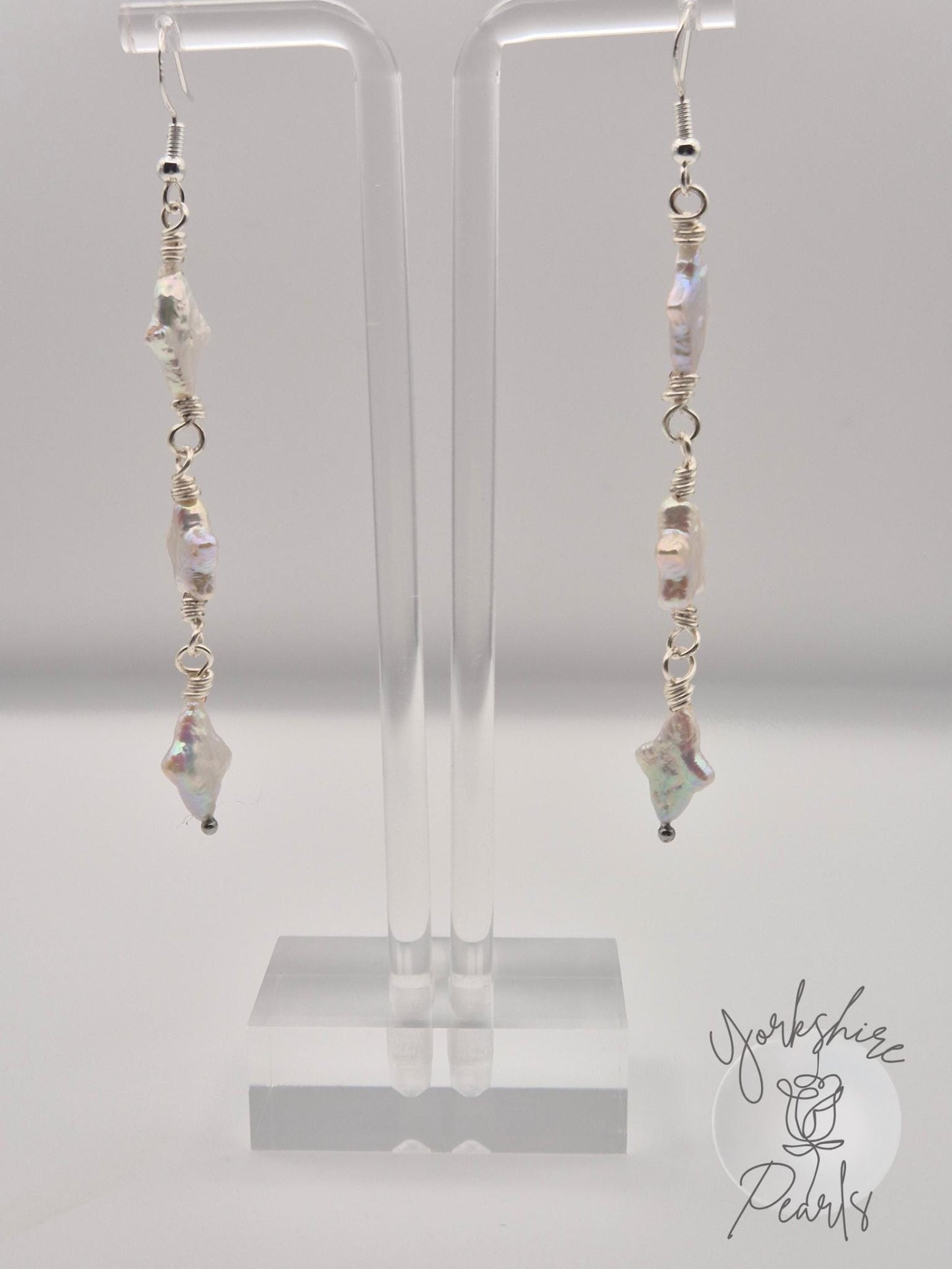 Multiple Star Pearl Drop Earrings