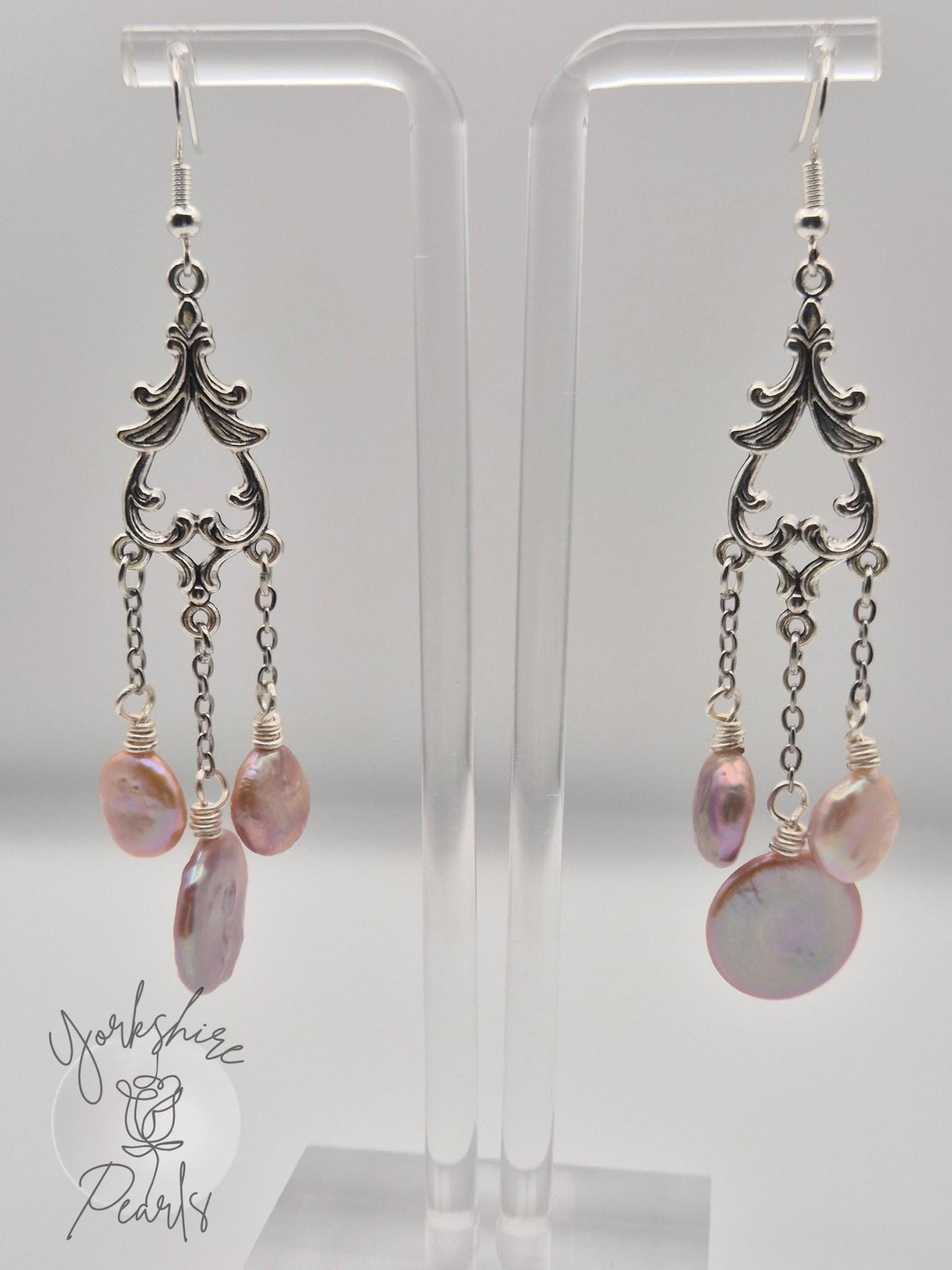 Vintage Earrings with Button Pearls