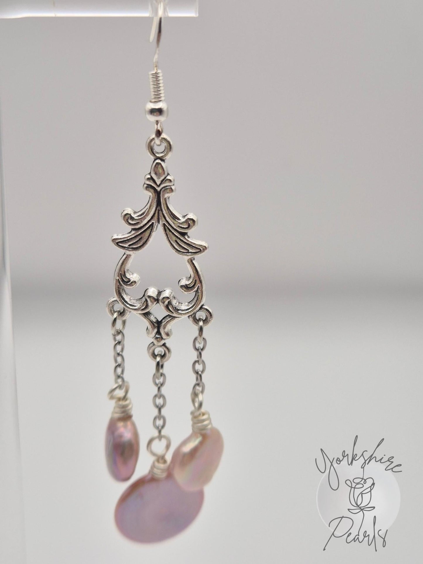 Vintage Earrings with Button Pearls