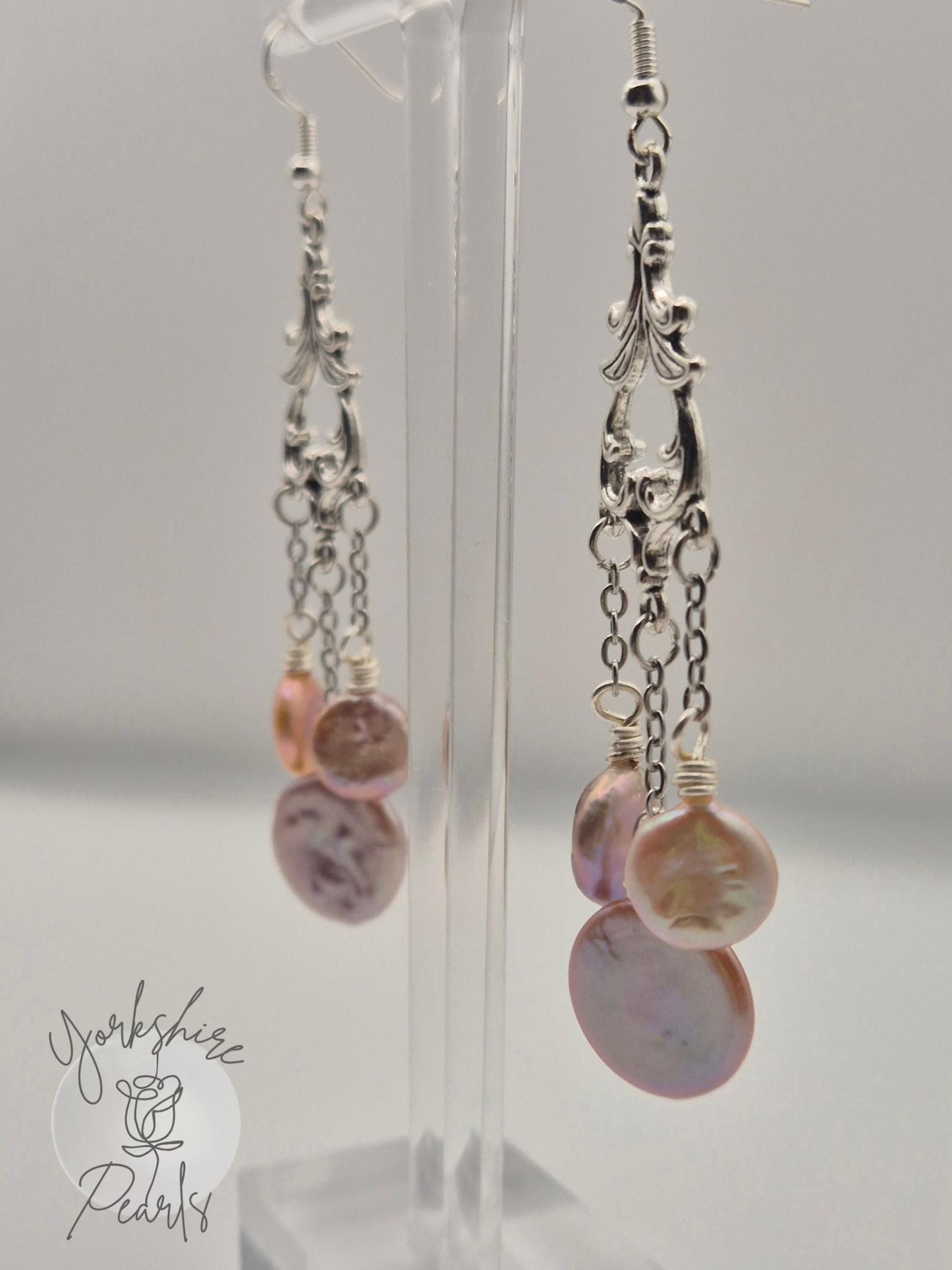Vintage Earrings with Button Pearls