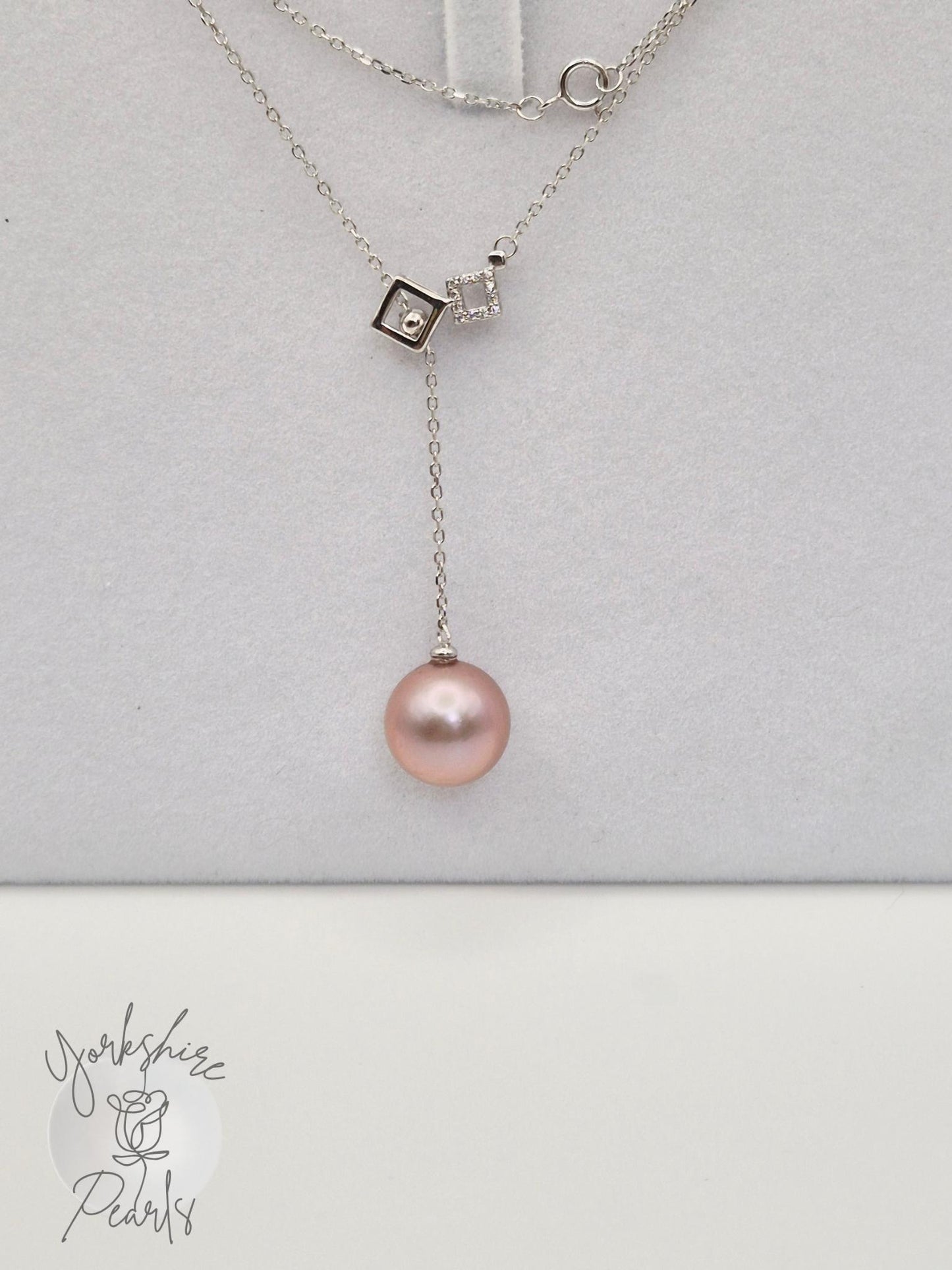 Cube Drop Edison Pearl Necklace - Sterling Silver