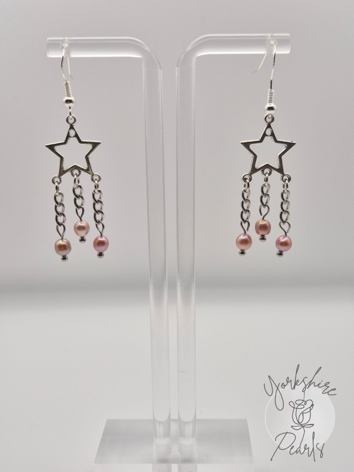 Mini Pearls Star Drop Earrings