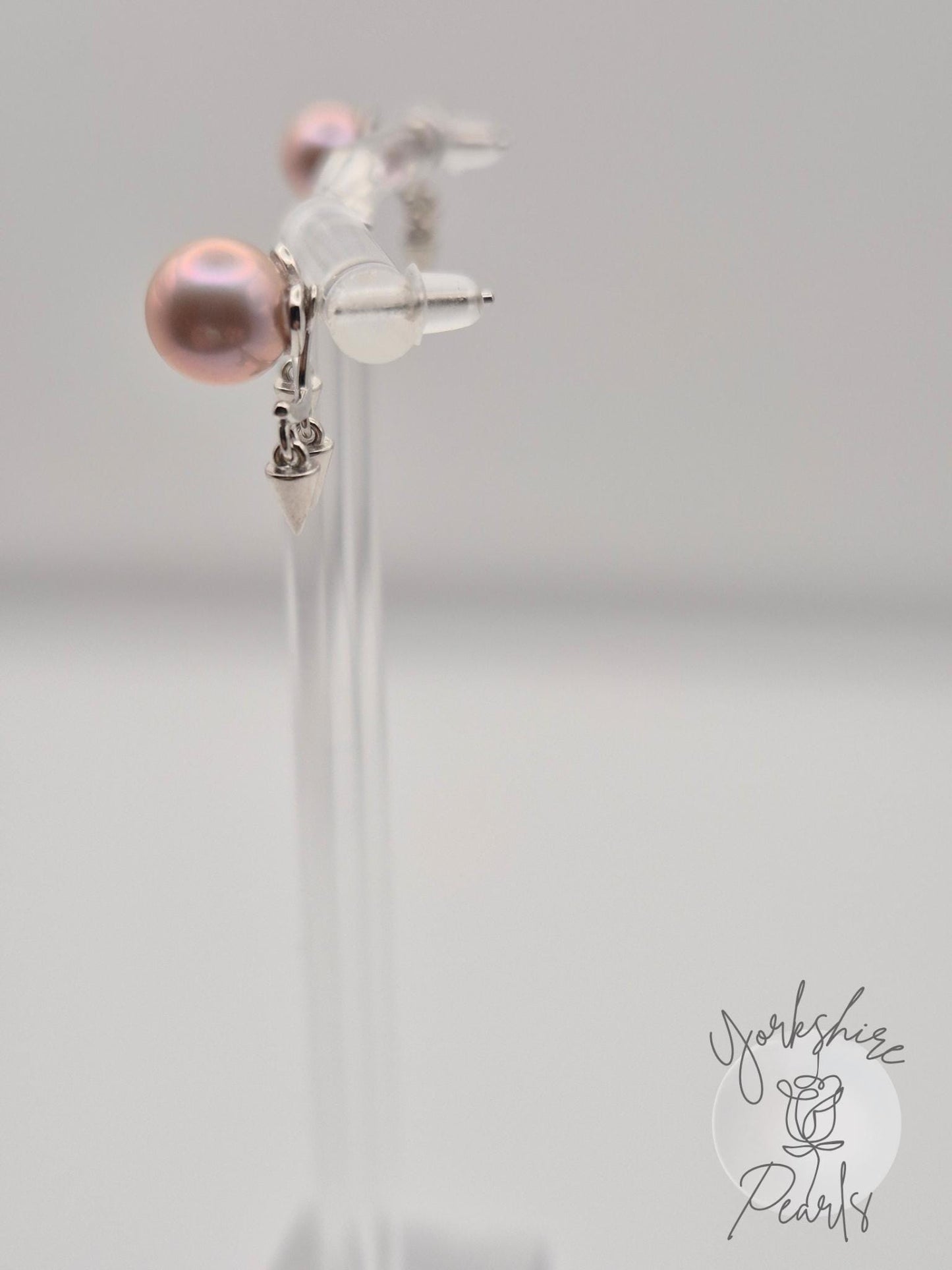 Multi Wear Removable Spike Pearl Stud Earrings - Sterling Silver