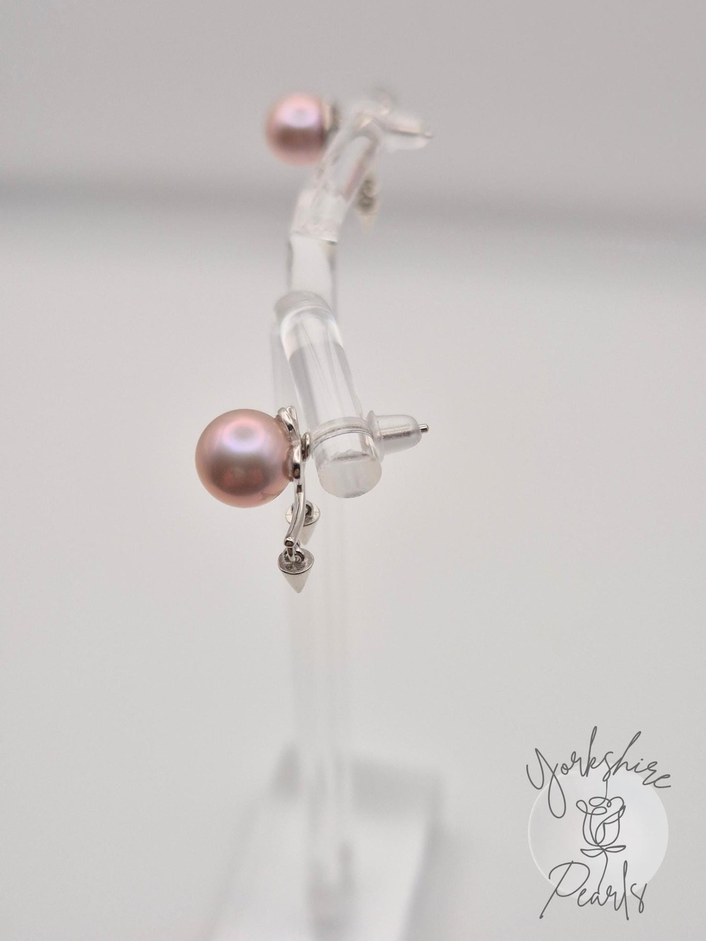 Multi Wear Removable Spike Pearl Stud Earrings - Sterling Silver