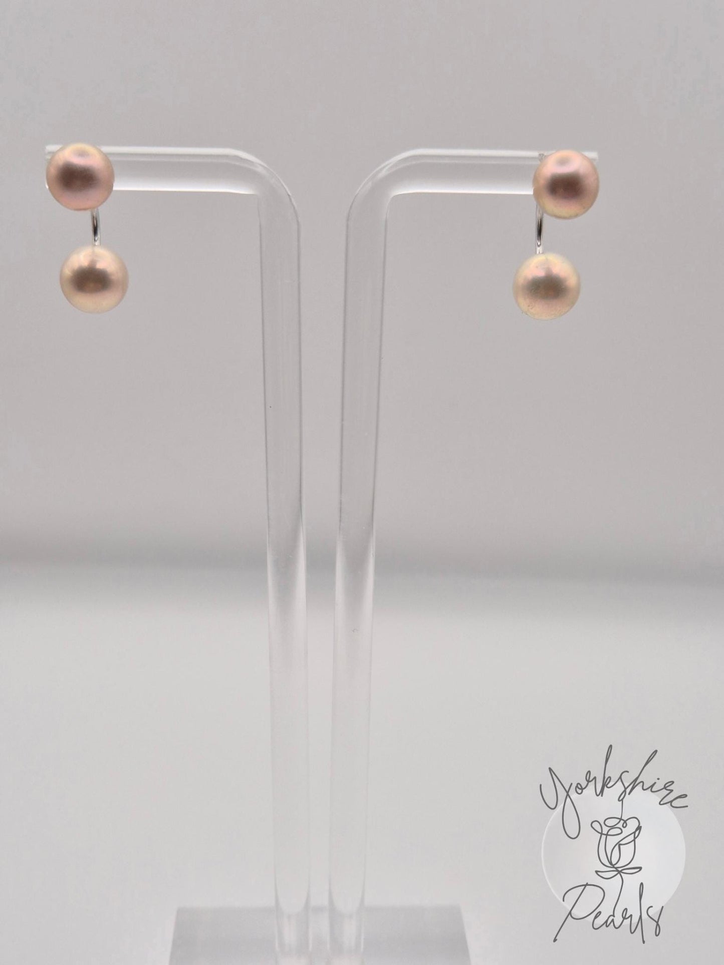 Elegant Convertible Pearl Stud Earrings in Sterling Silver