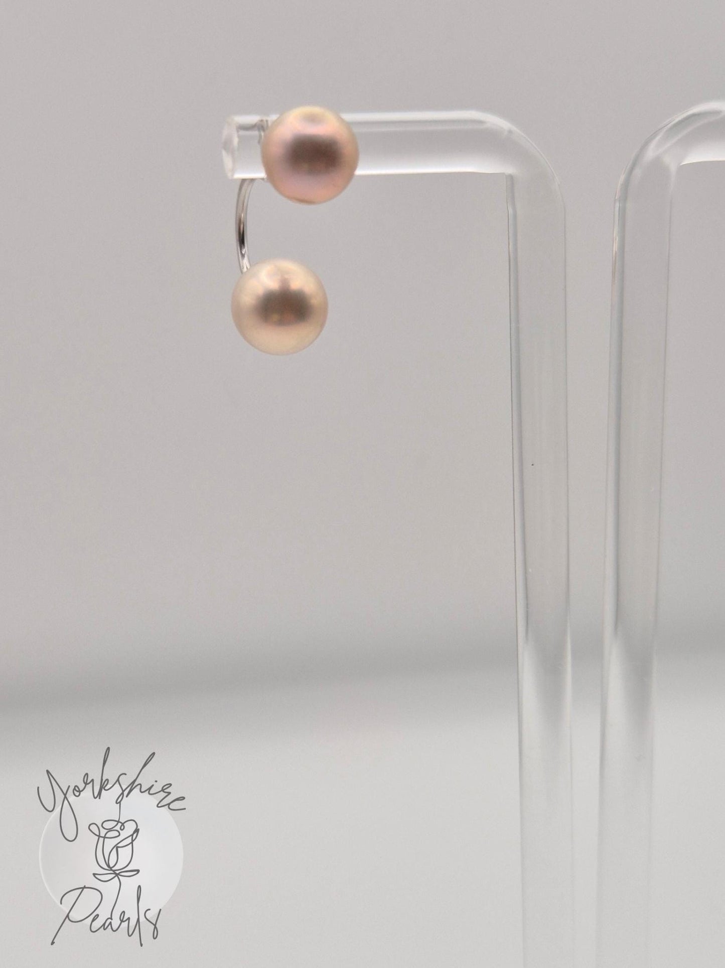Elegant Convertible Pearl Stud Earrings in Sterling Silver