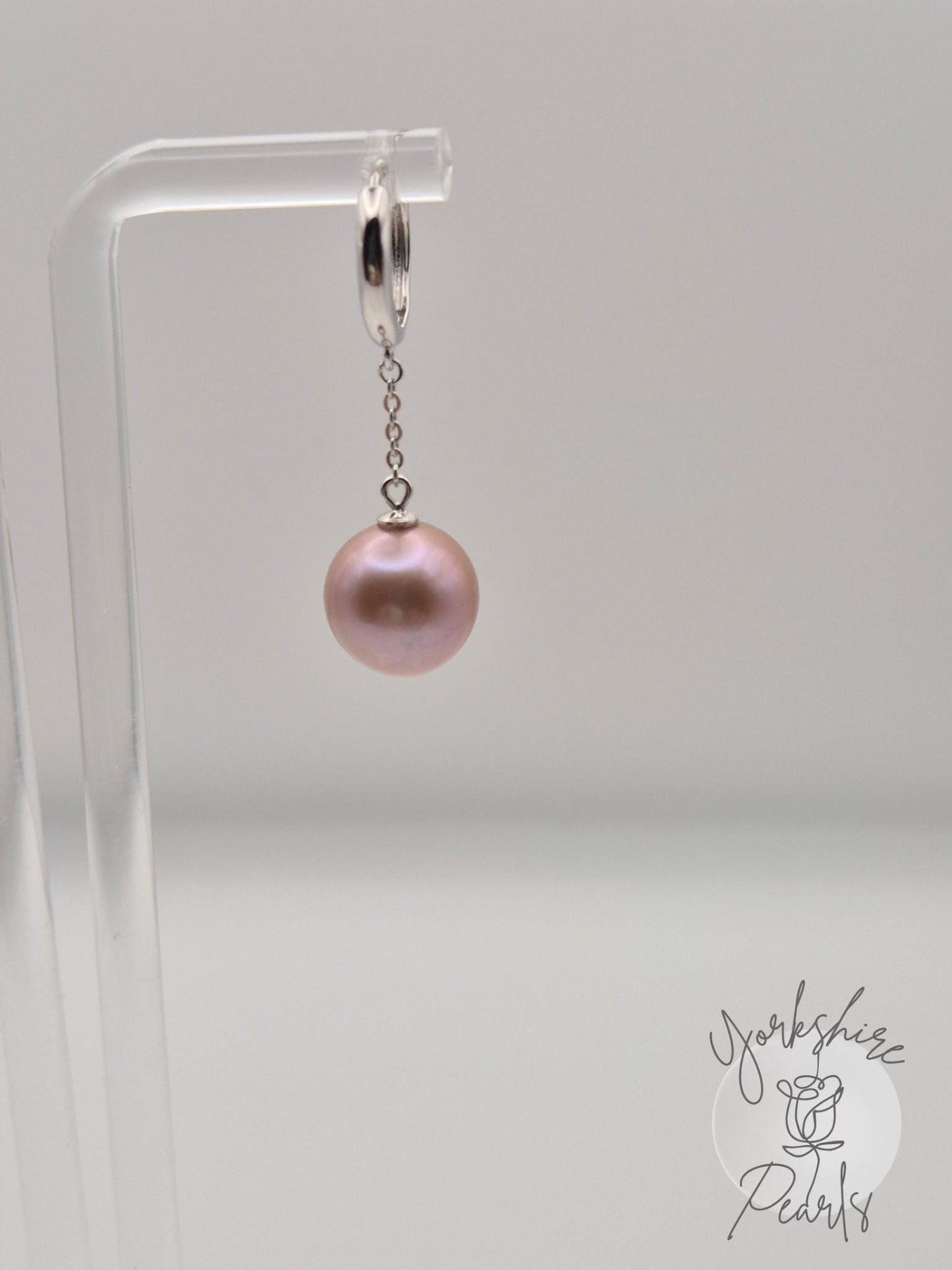 Elegant Edison Pearl Earrings - Sterling Silver Dangle Hoops