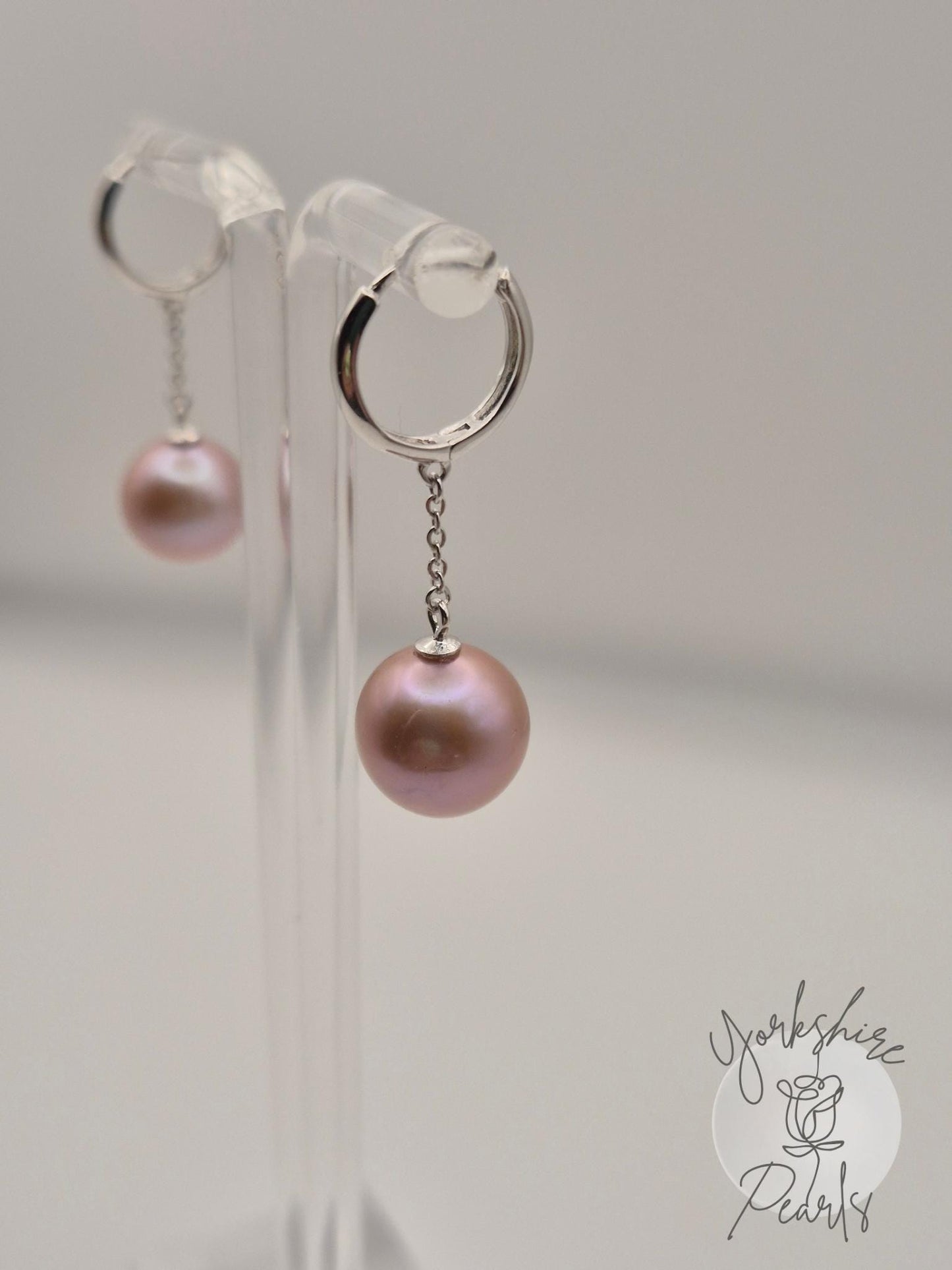 Elegant Edison Pearl Earrings - Sterling Silver Dangle Hoops