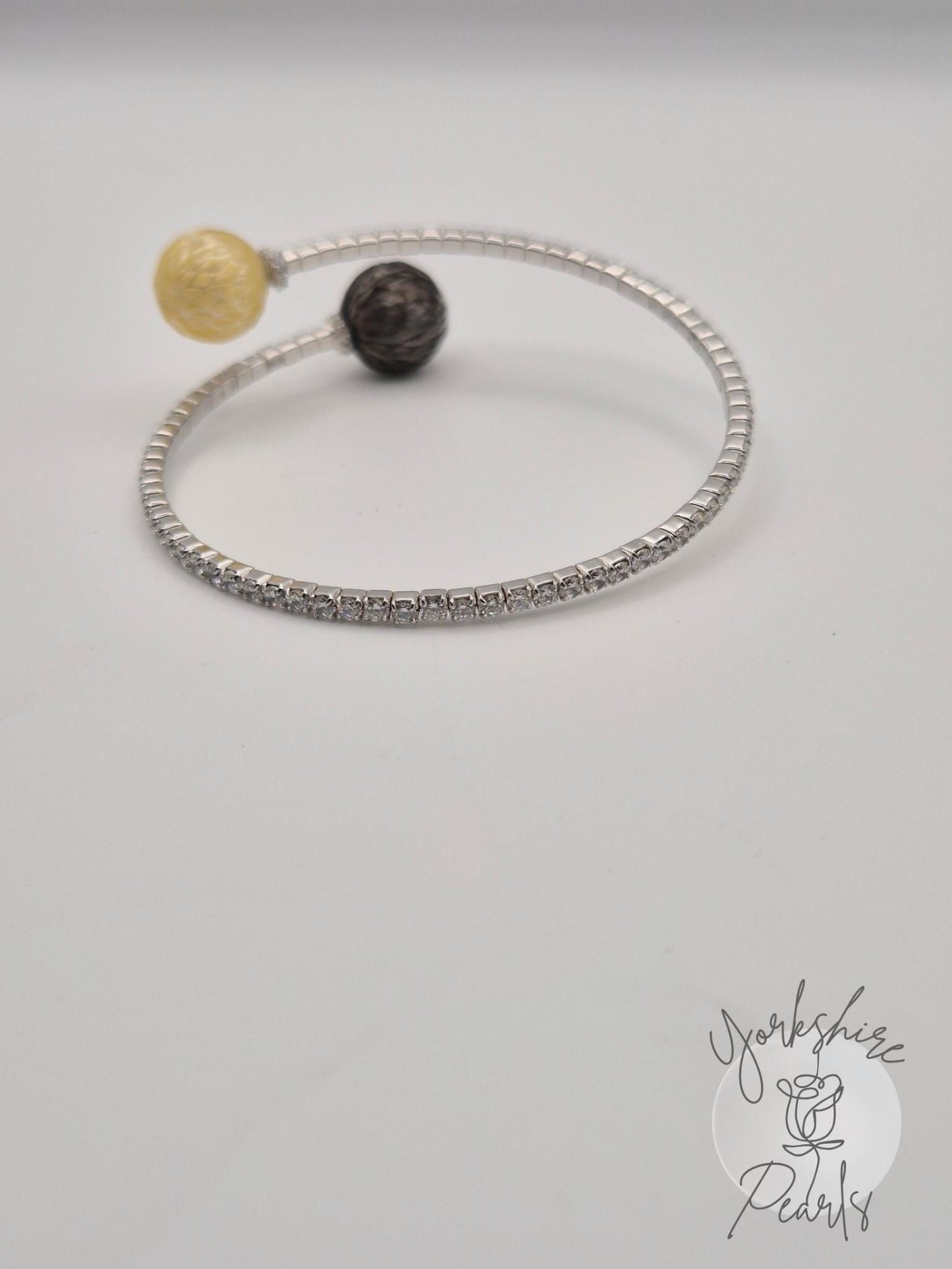 Southsea Golden & Black Tahitian Sterling Silver Sparkle Bangle