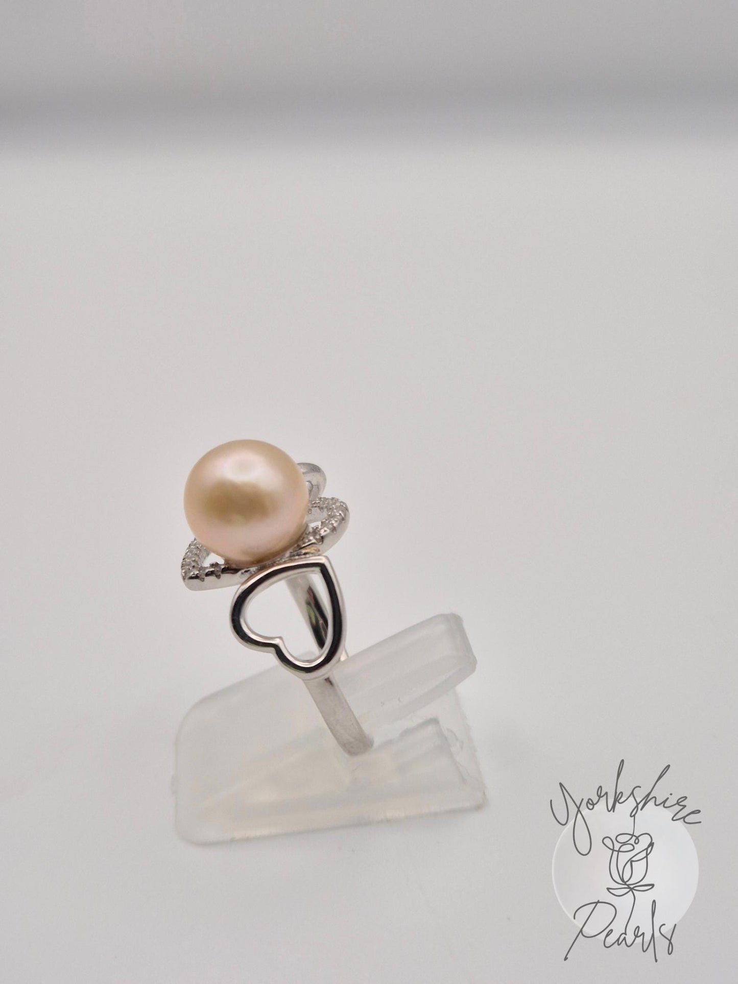 Infinity Heart Edison Pearl Ring - Sterling Silver