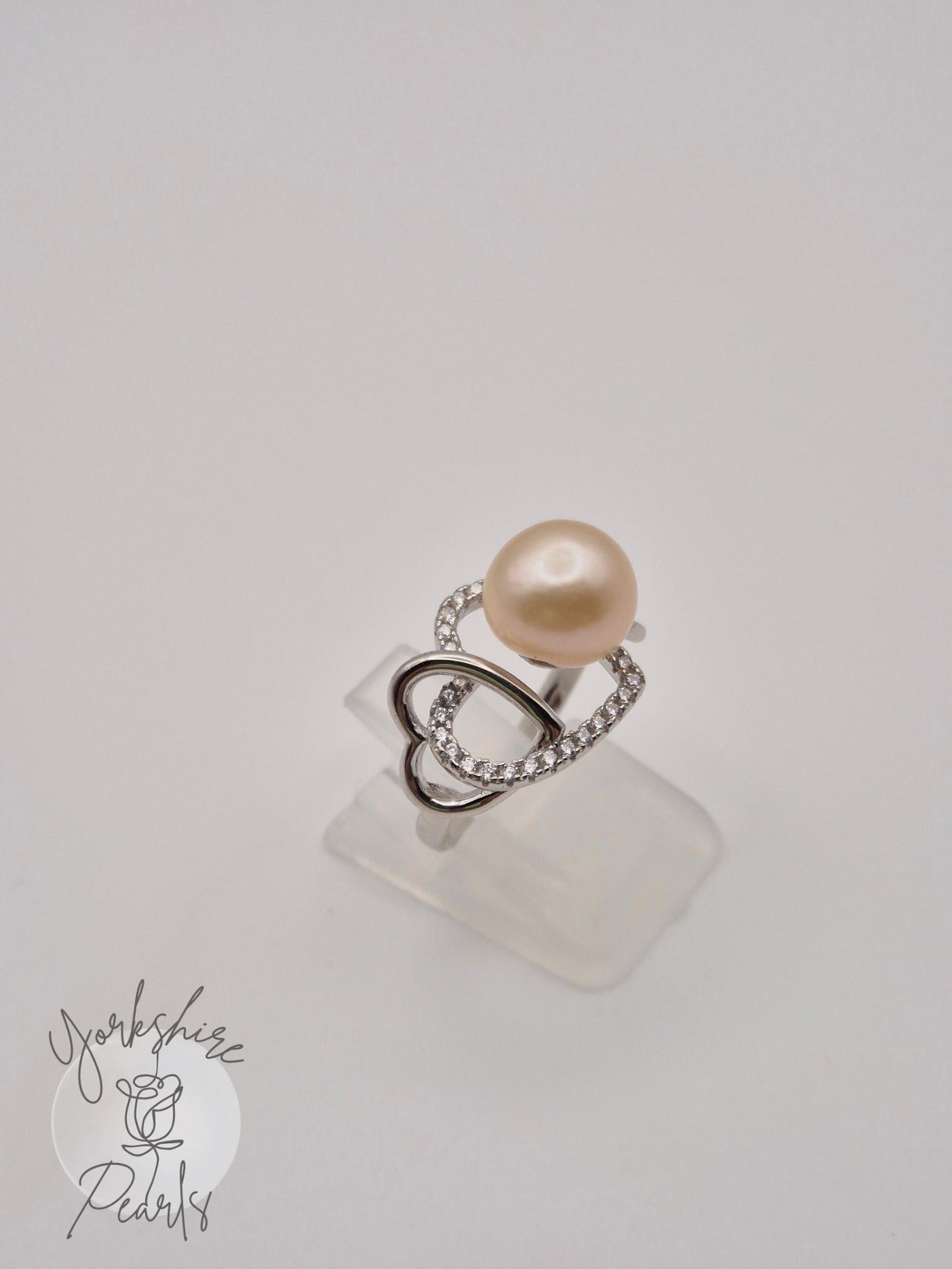 Infinity Heart Edison Pearl Ring - Sterling Silver
