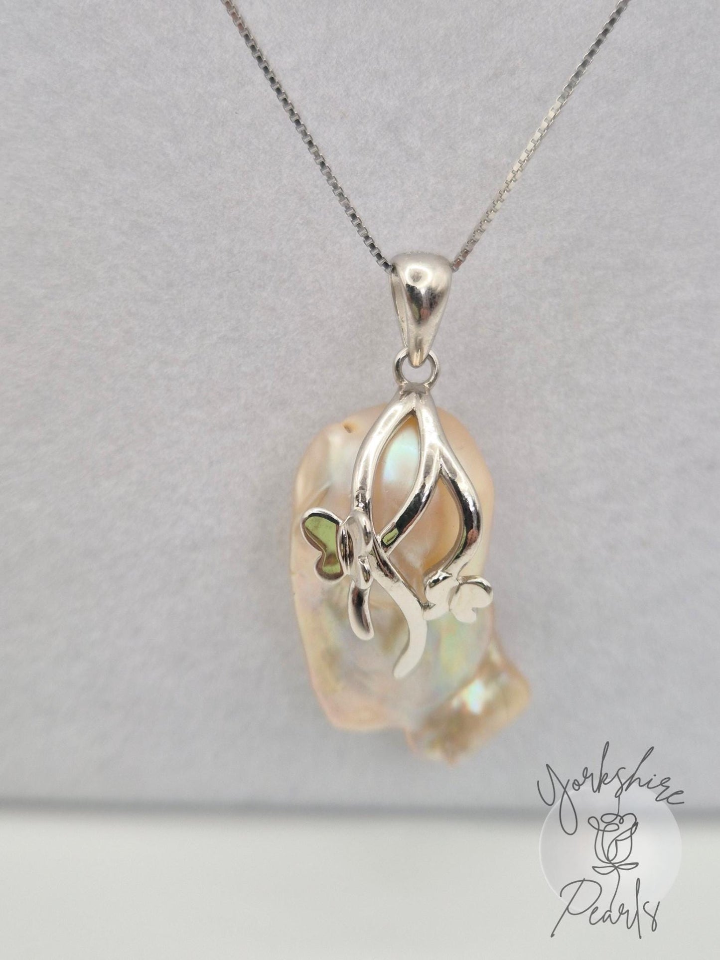 The Butterfly King Pearl Pendant- Sterling Silver