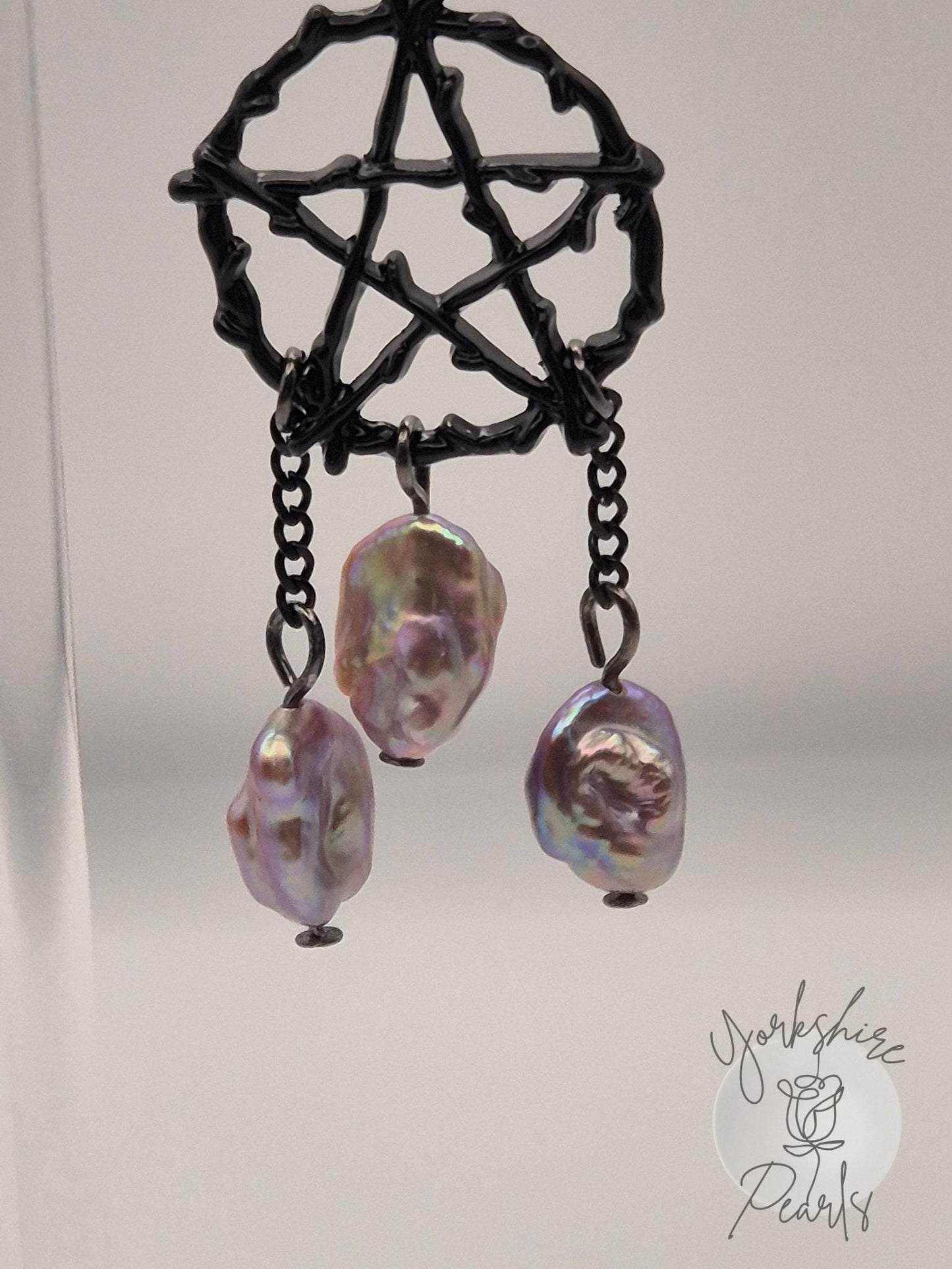 XL Keshi Pearl Pentagram Earrings