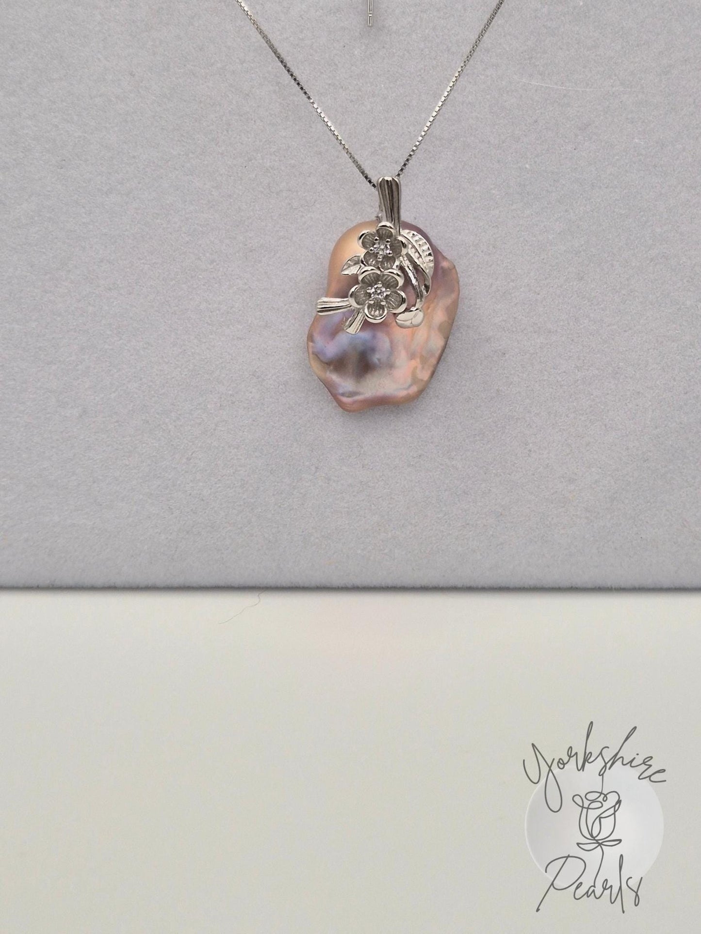 Cascade Flower King Pearl Pendant - Sterling Silver