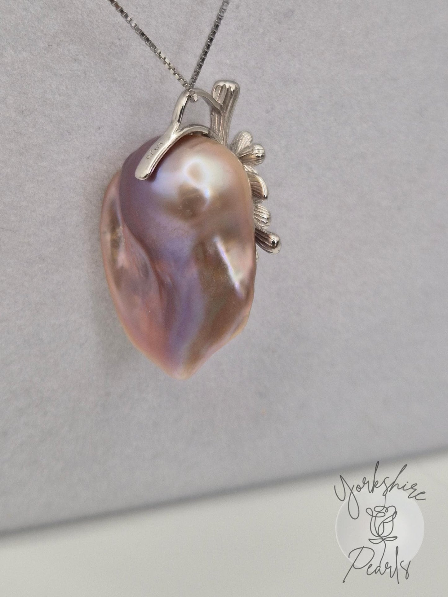 Cascade Flower King Pearl Pendant - Sterling Silver