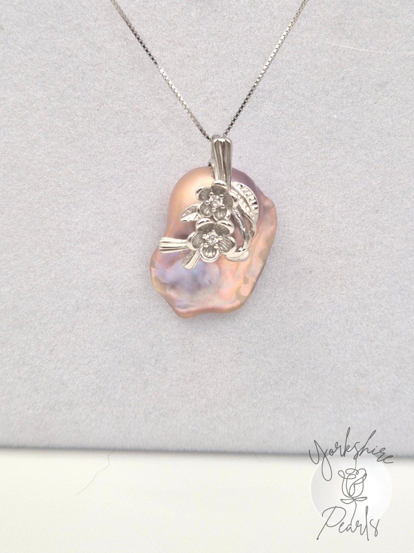 Cascade Flower King Pearl Pendant - Sterling Silver