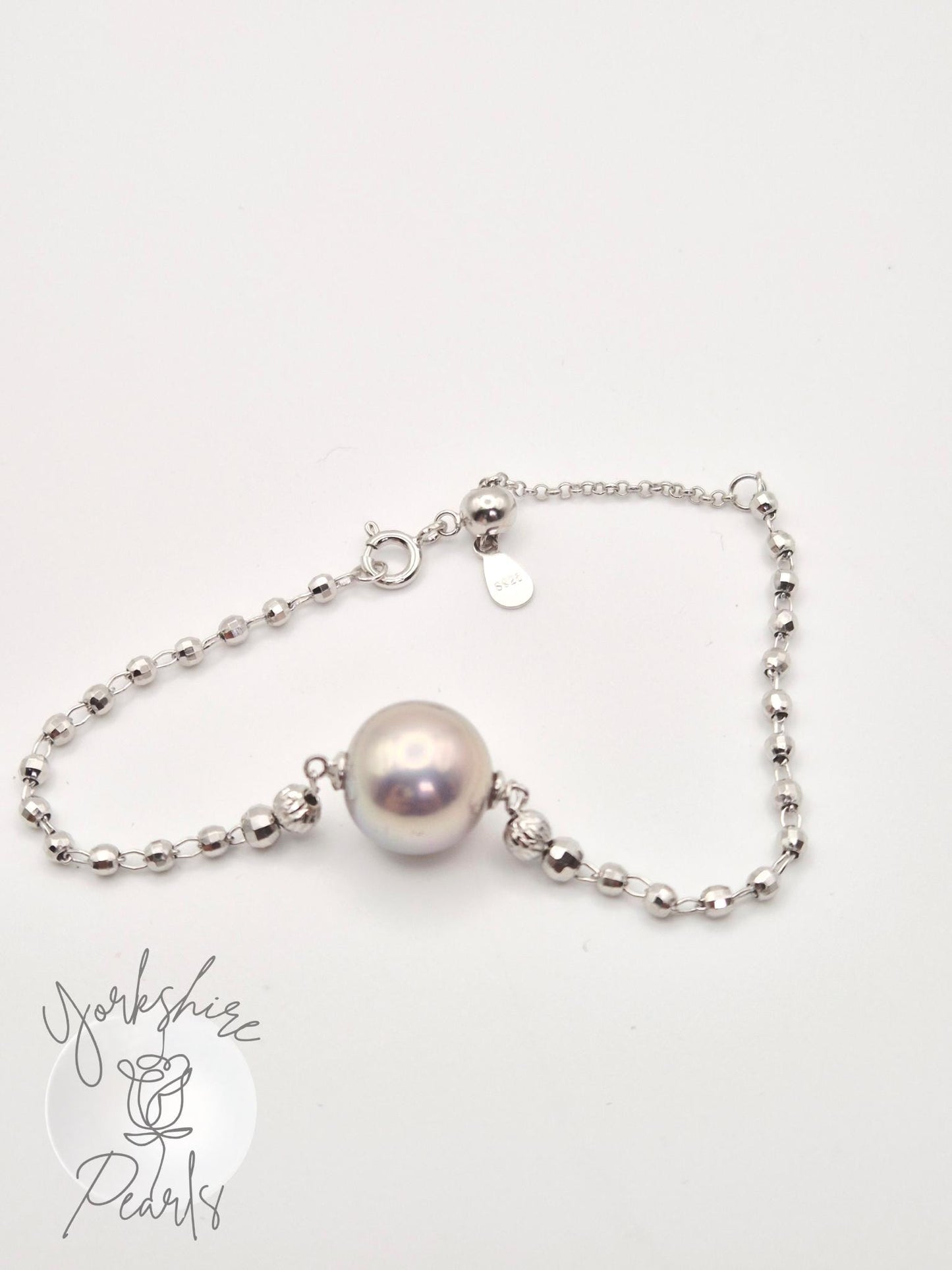 Metallic Edison Pearl Silver Chain Bracelet
