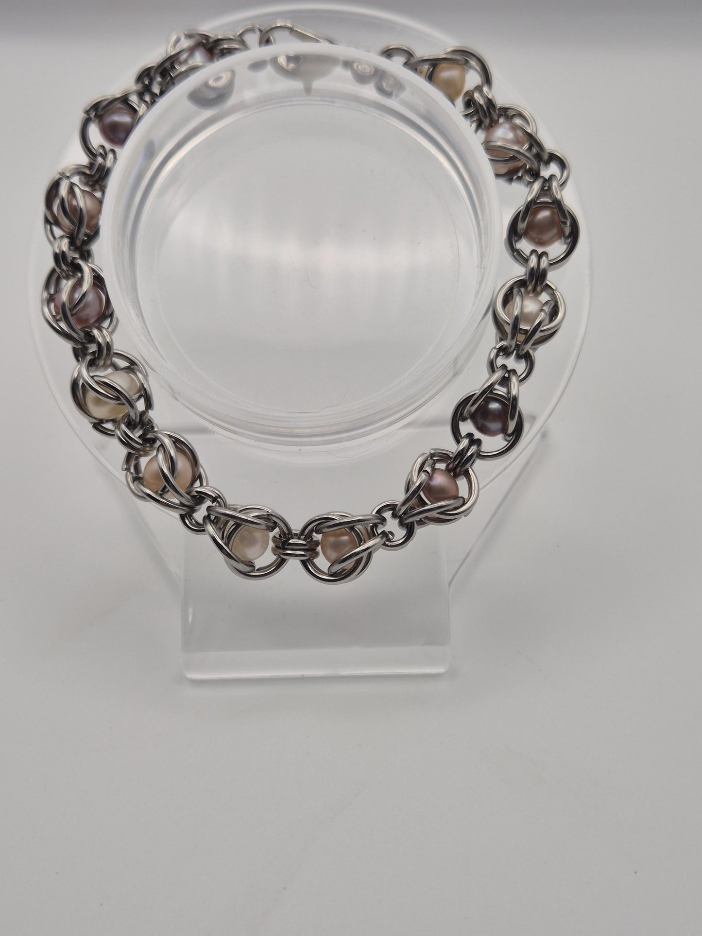 Pearl Encased Chainmaille Bracelet