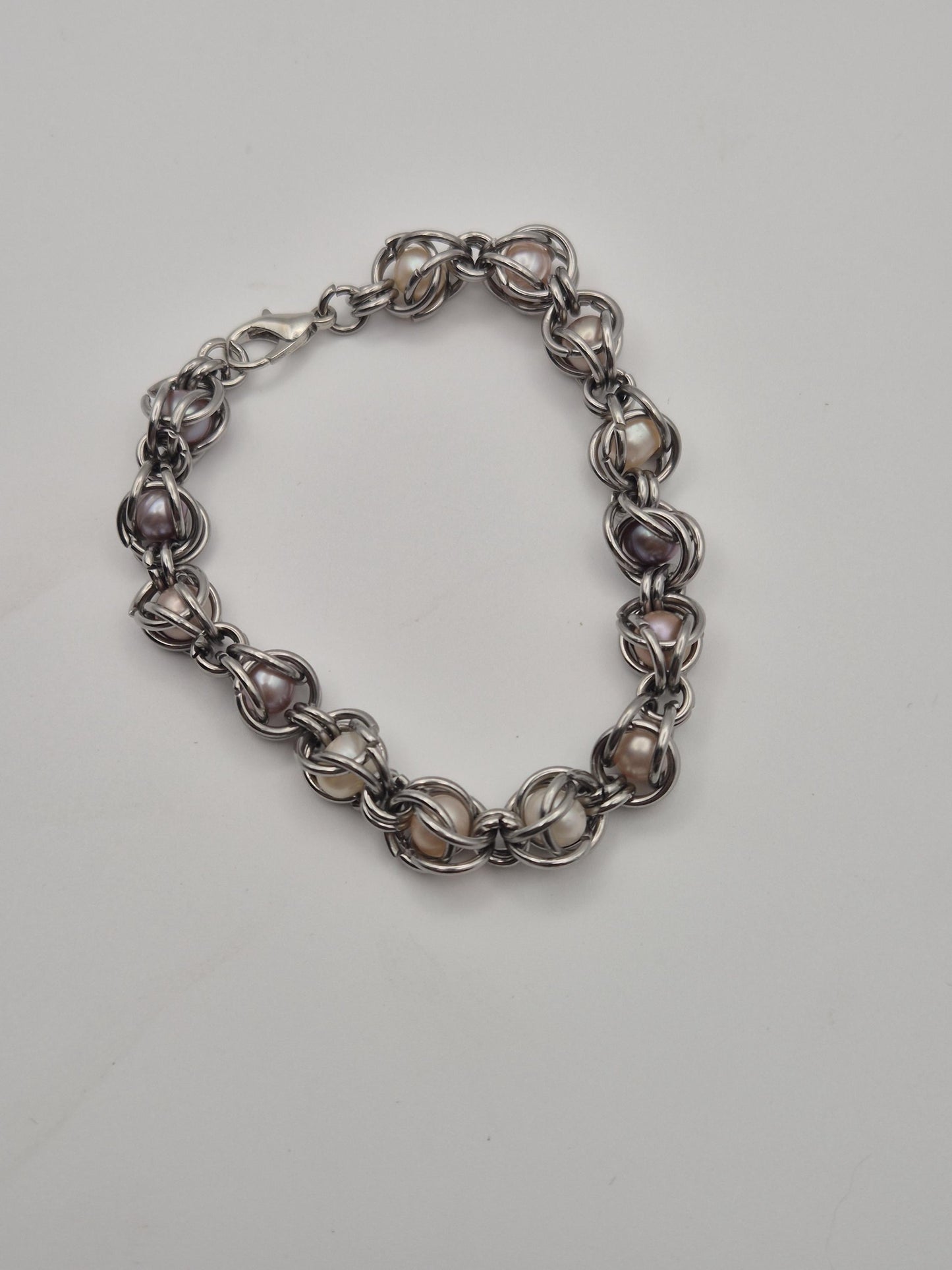 Pearl Encased Chainmaille Bracelet