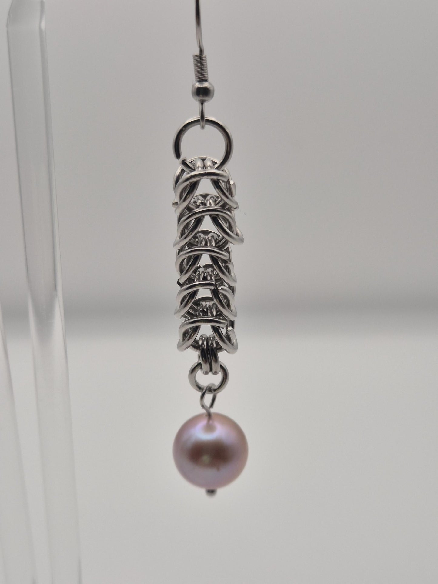 Chainmaille Rope Edison Pearl Earrings
