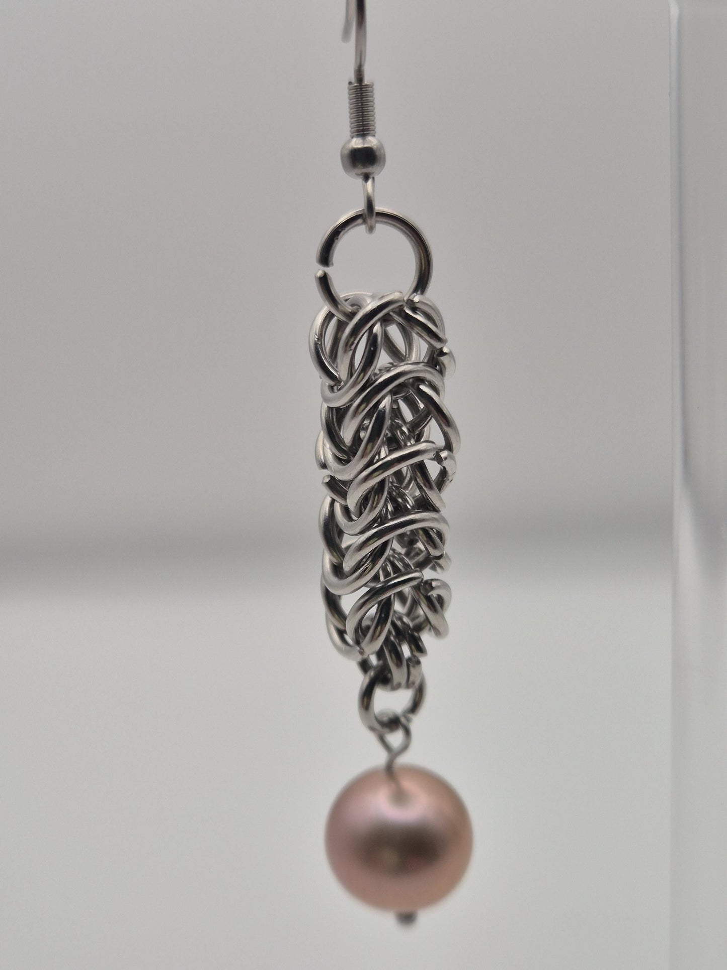 Chainmaille Rope Edison Pearl Earrings