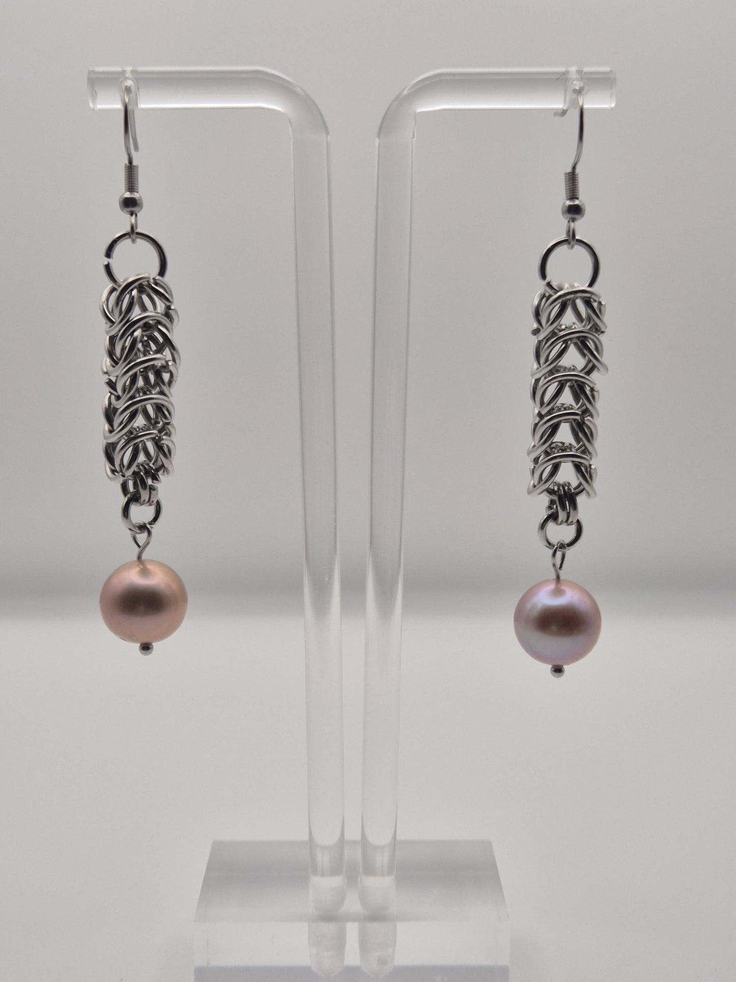 Chainmaille Rope Edison Pearl Earrings