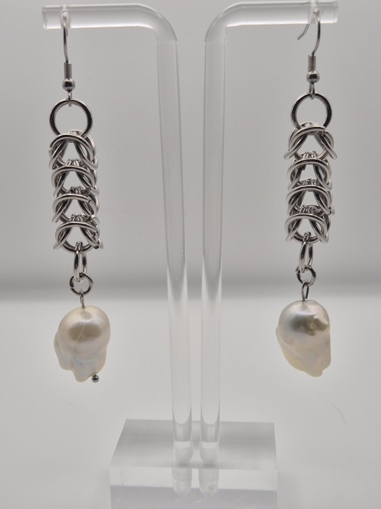 King Pearl Chainmaille Rope Earrings