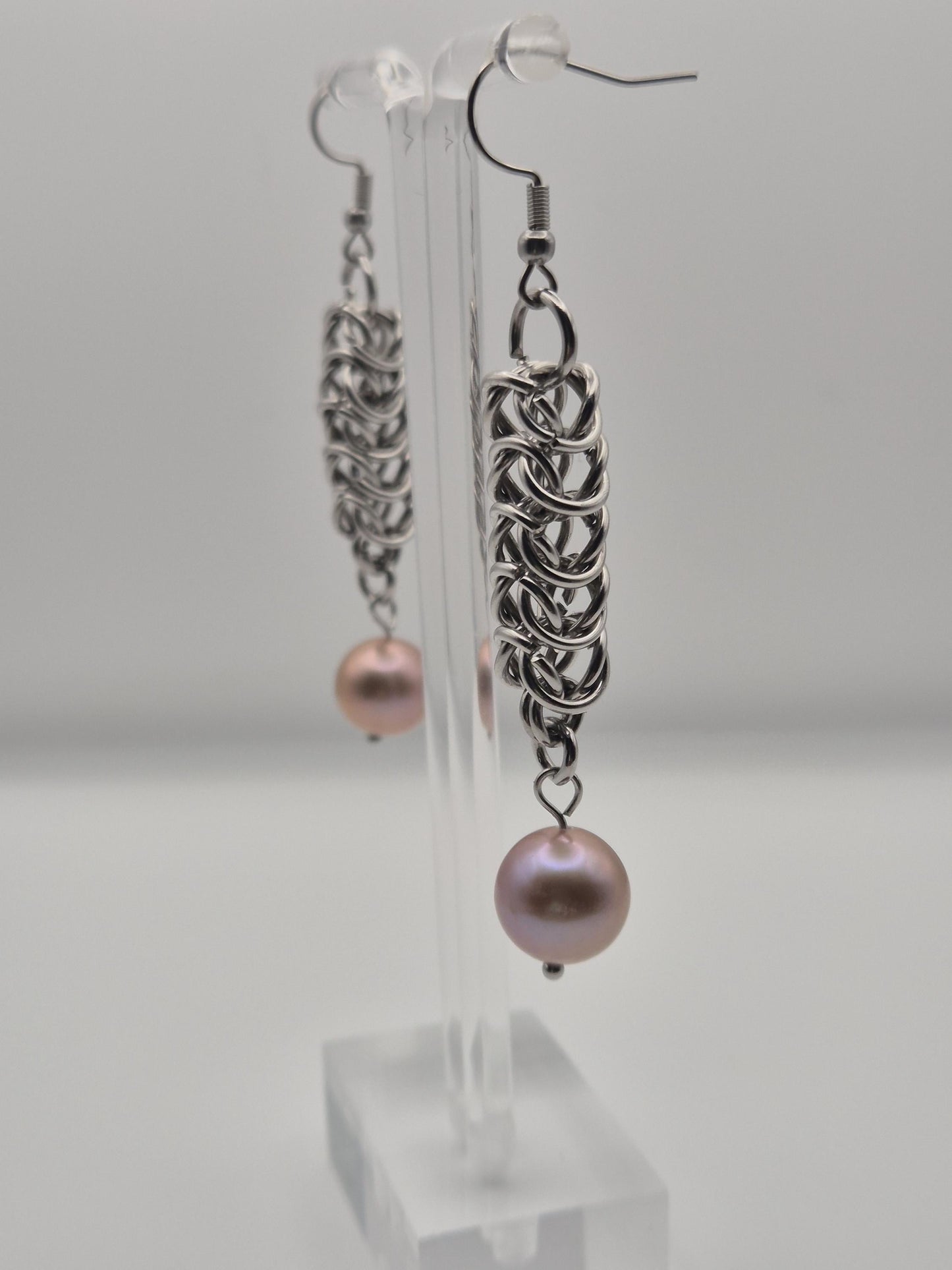 Chainmaille Rope Edison Pearl Earrings