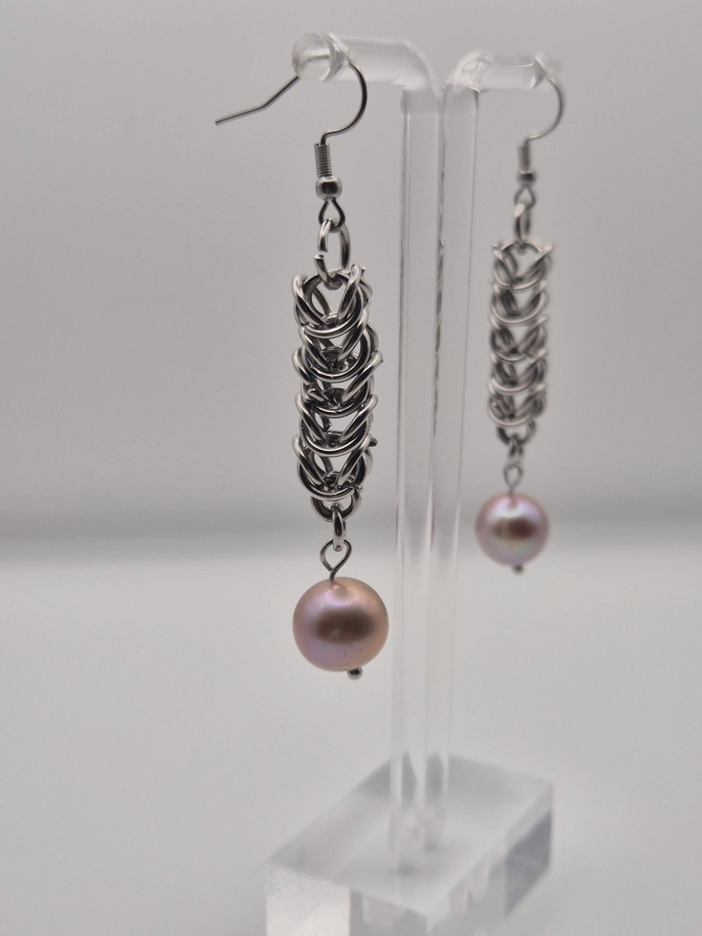 Chainmaille Rope Edison Pearl Earrings