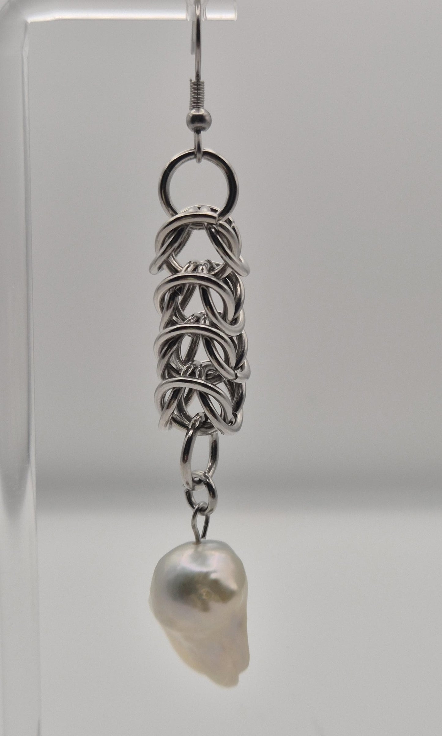 King Pearl Chainmaille Rope Earrings