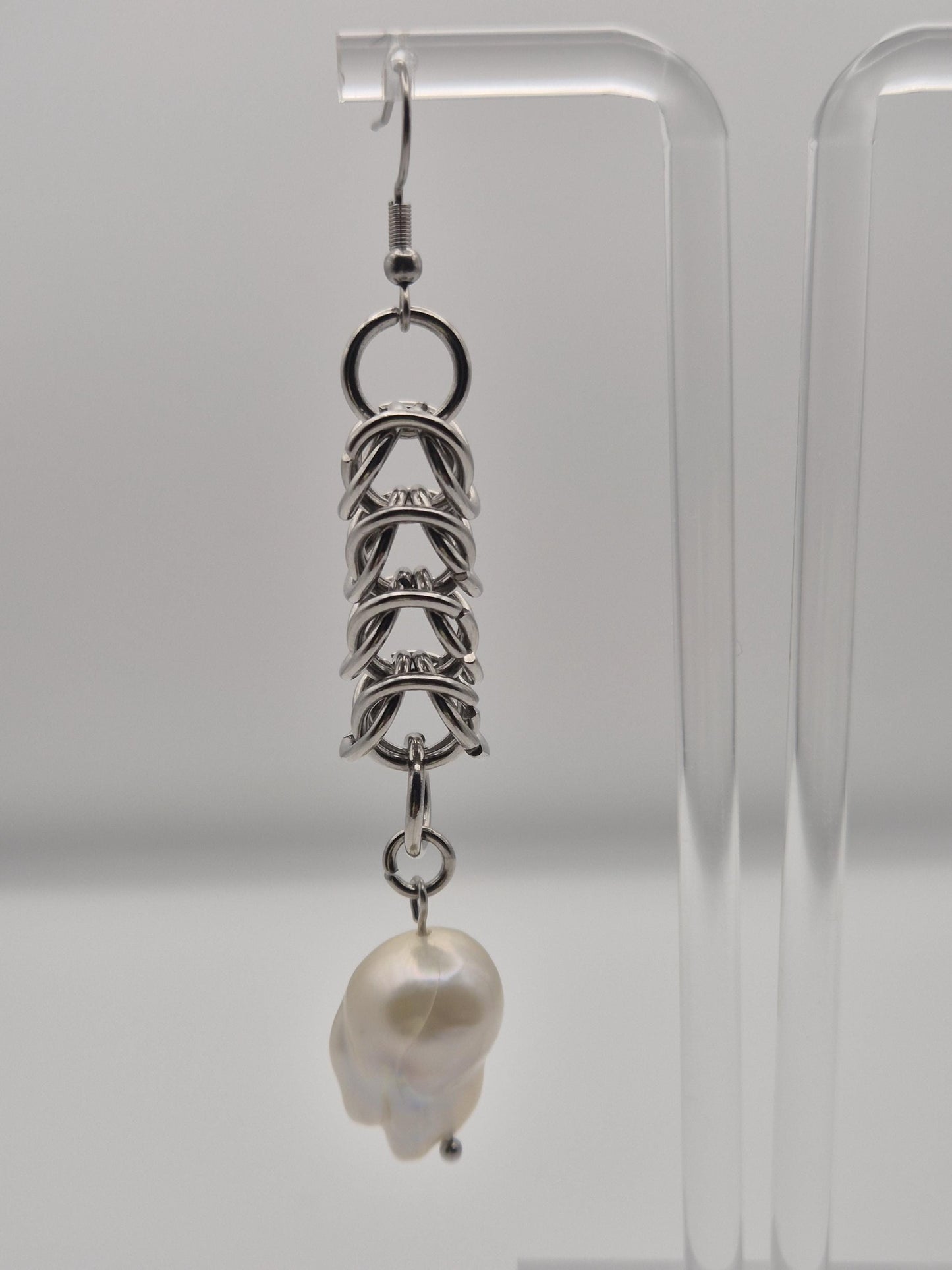King Pearl Chainmaille Rope Earrings