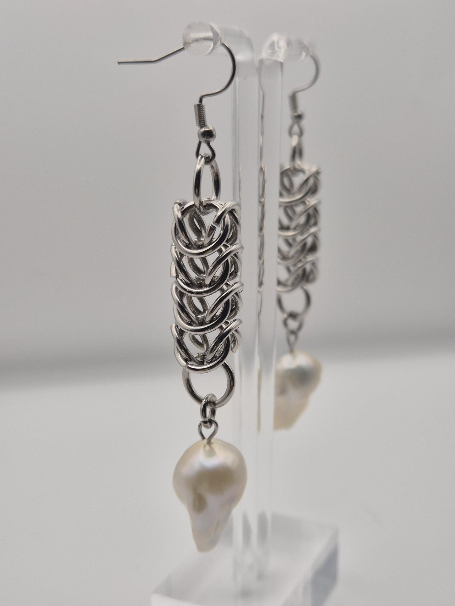 King Pearl Chainmaille Rope Earrings