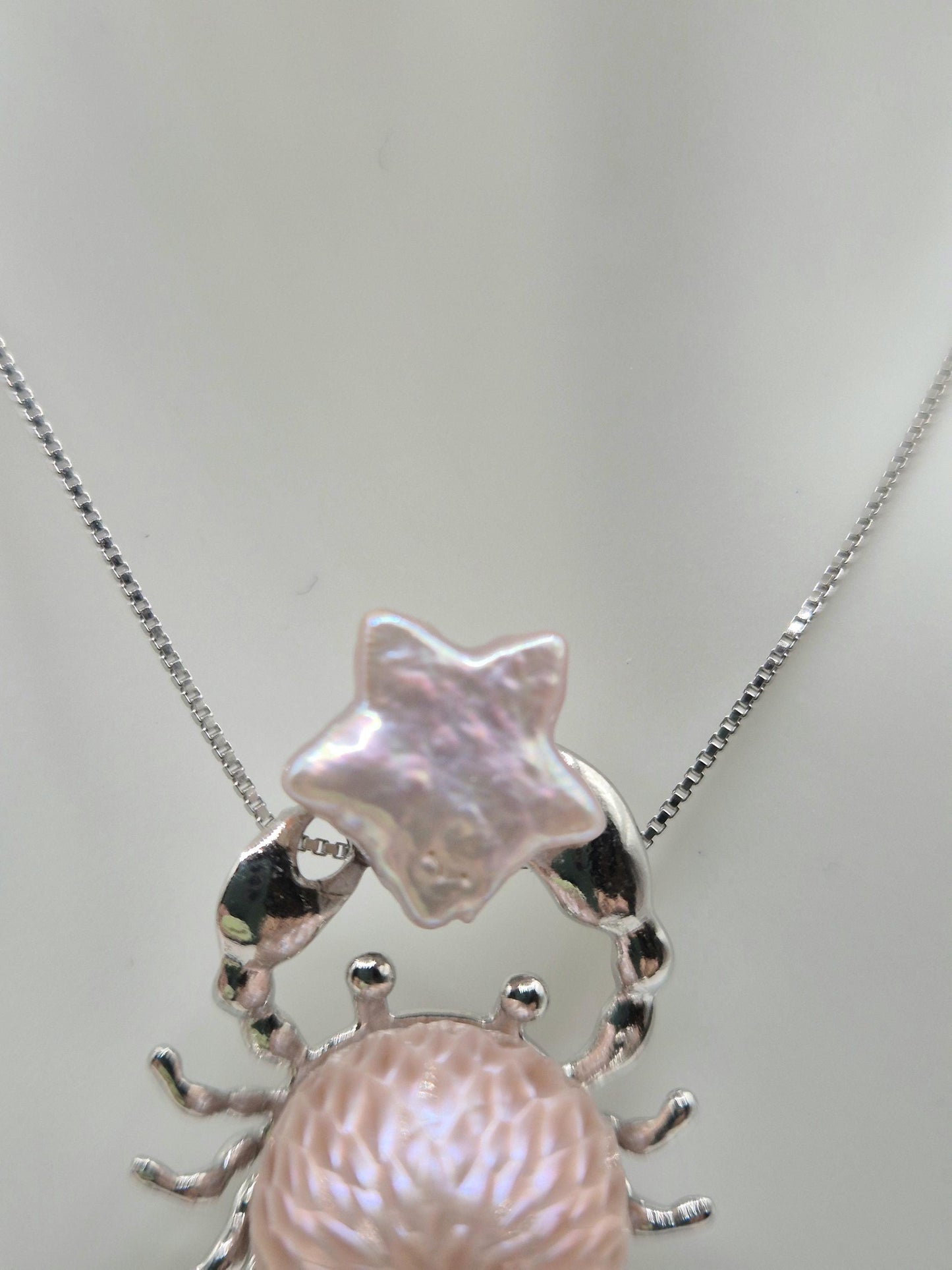Carved Edison & Star Pearl Crab Pendant