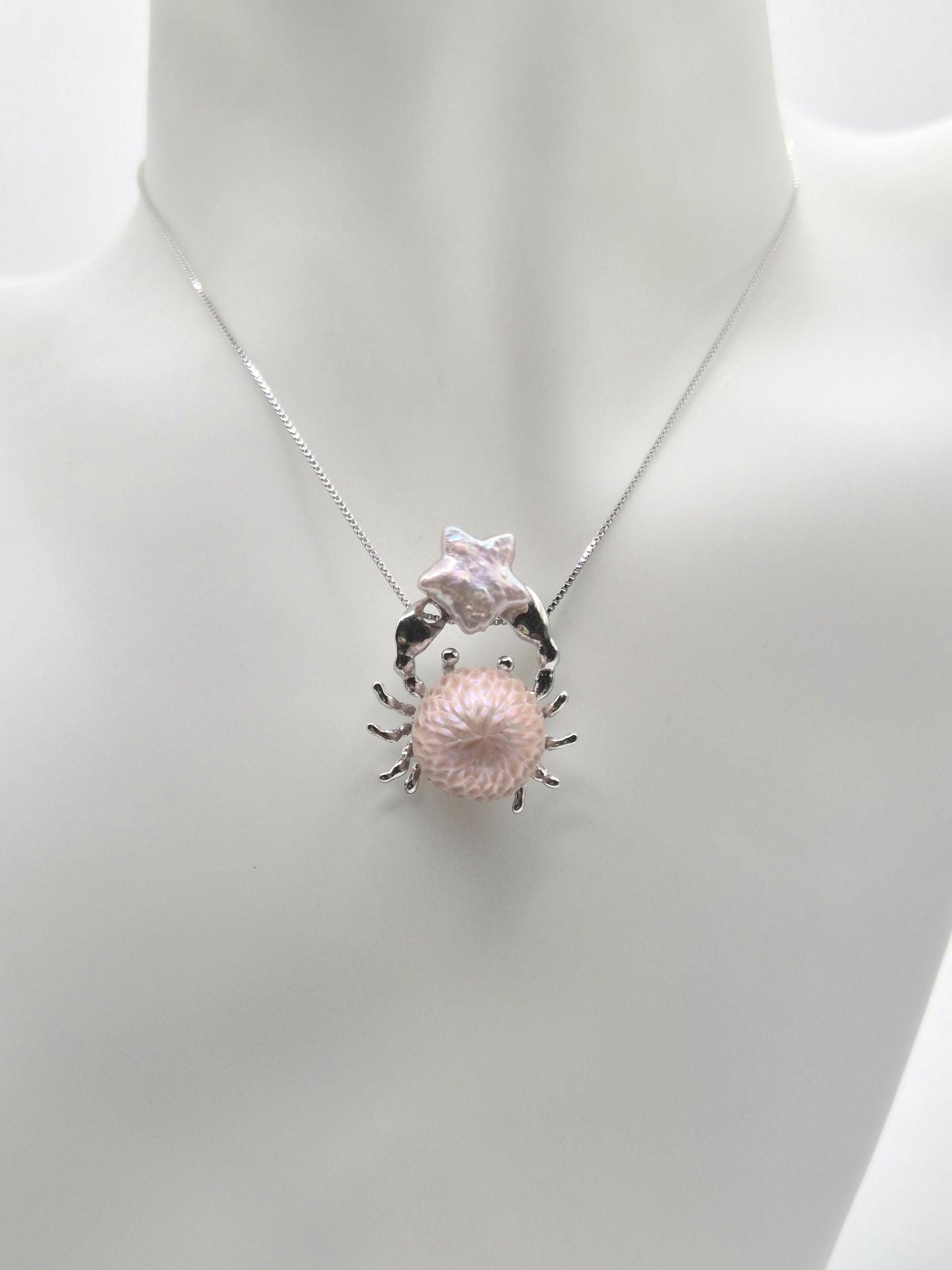 Carved Edison & Star Pearl Crab Pendant