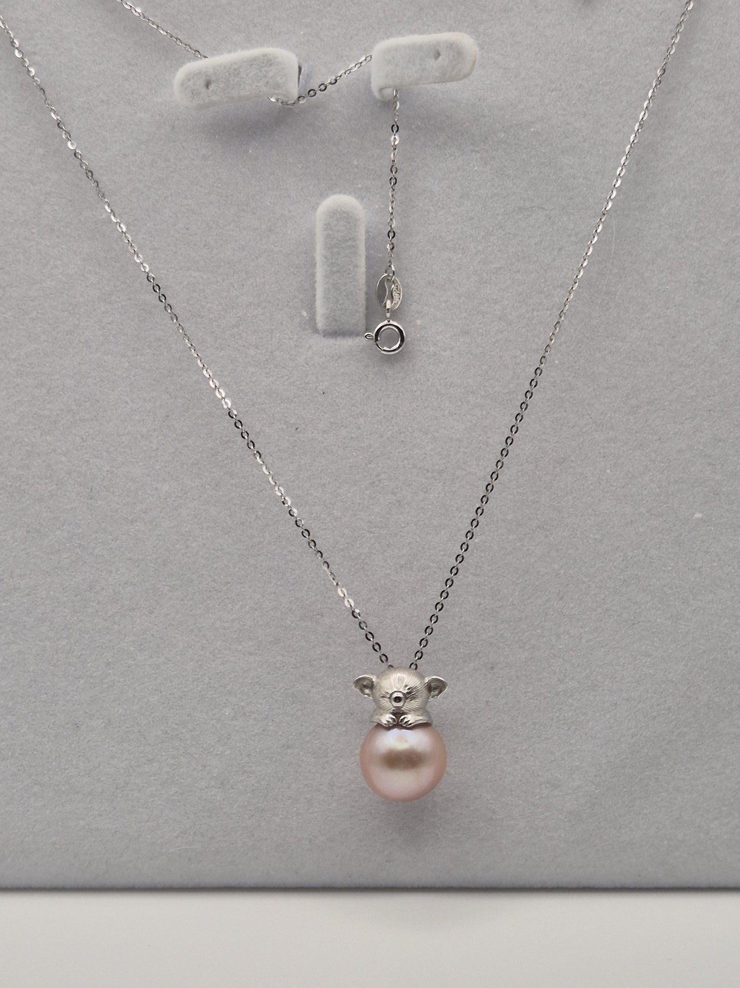 Sterling Silver Sleepy Koala Pendant with Edison Pearl