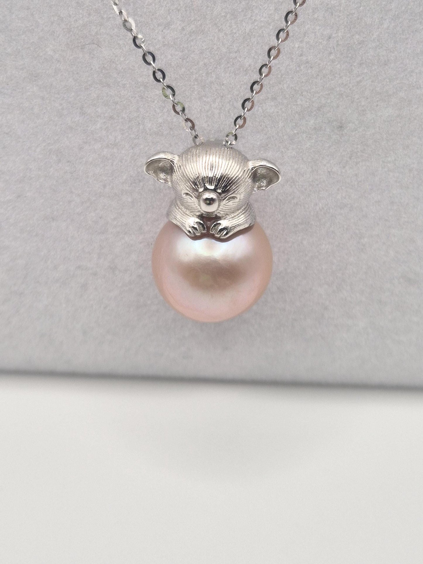 Sterling Silver Sleepy Koala Pendant with Edison Pearl