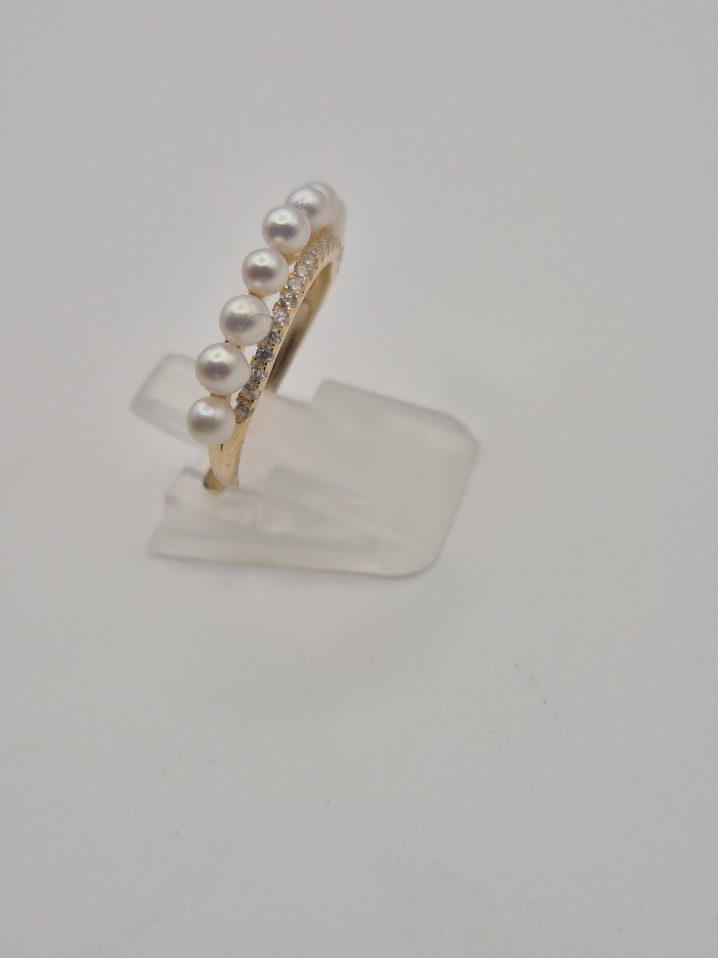 Golden Mini Pearl Cluster Ring - Sterling Silver