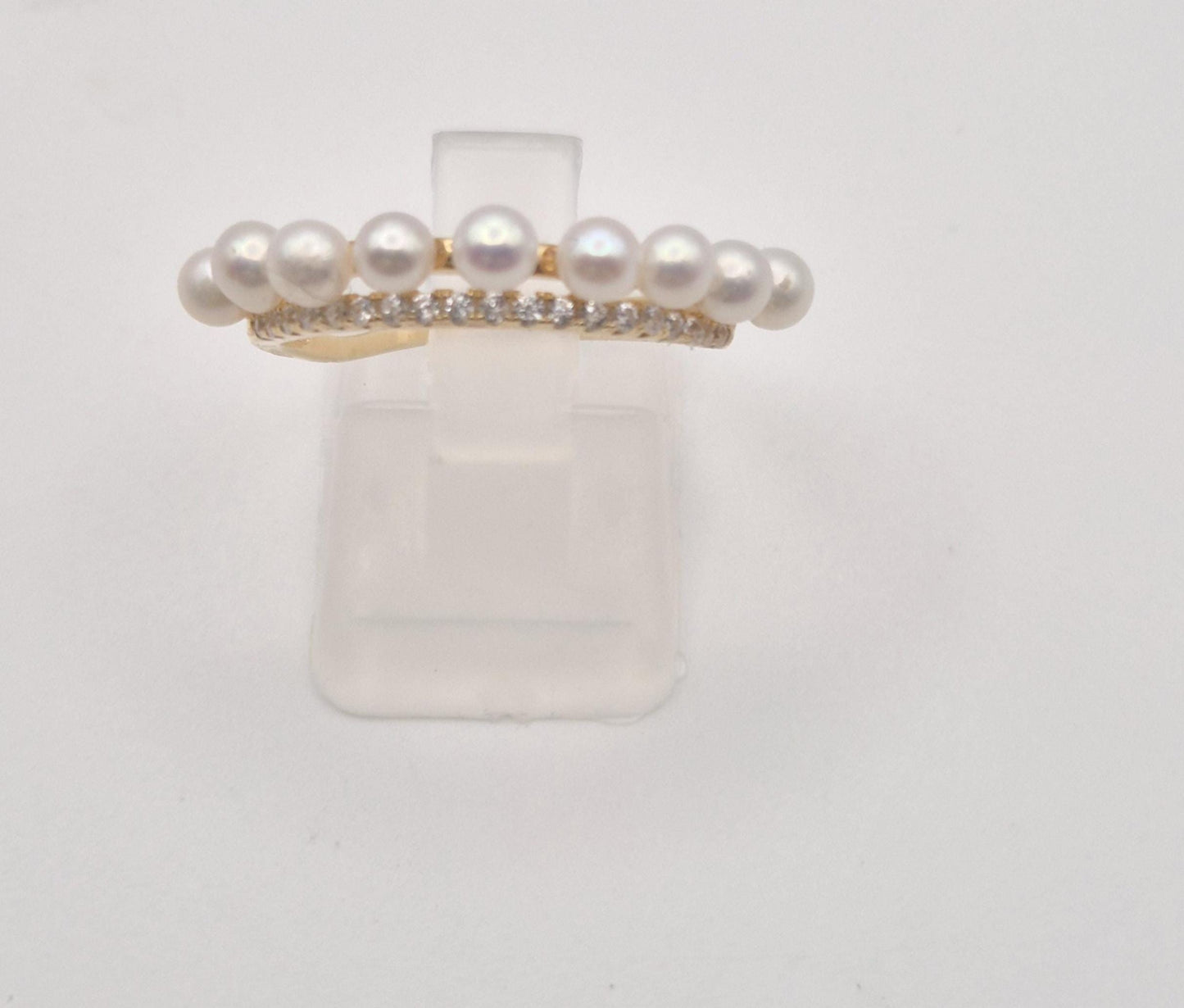 Golden Mini Pearl Cluster Ring - Sterling Silver