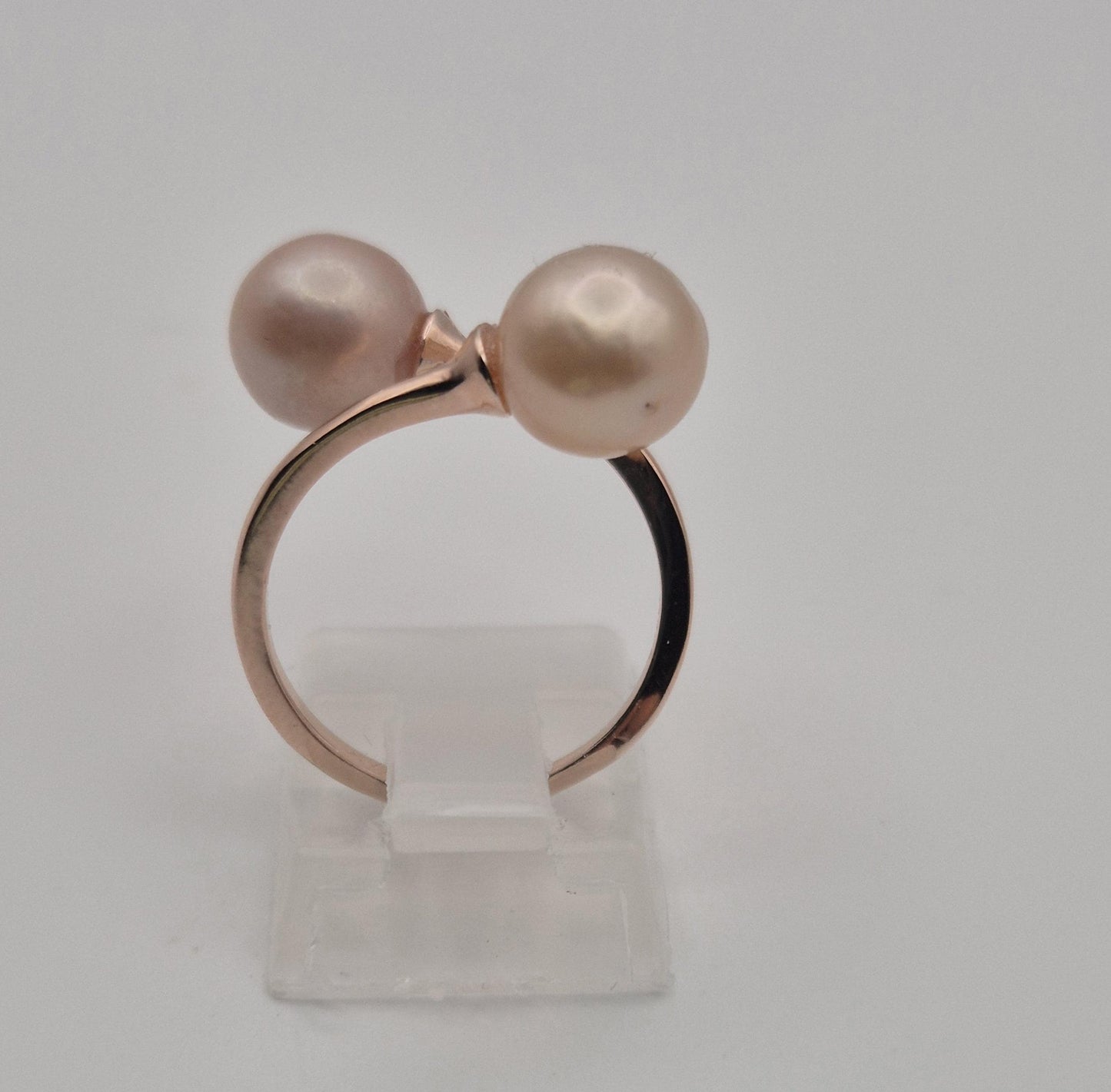 Simple Rose Gold Double Pearl Ring